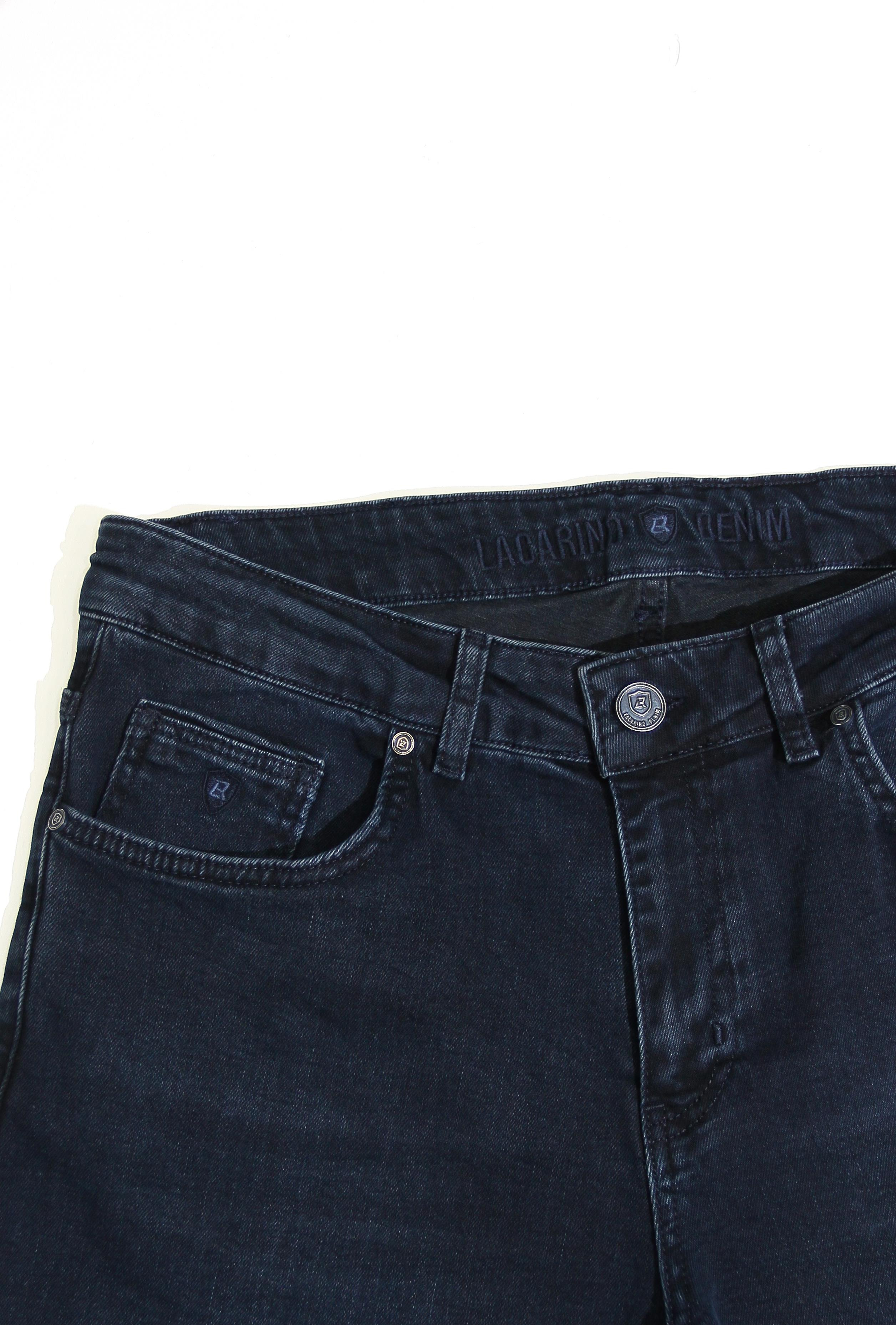LACARINOErkek Yüksek Bel Dar Parça Blue Black Jean Pantolon