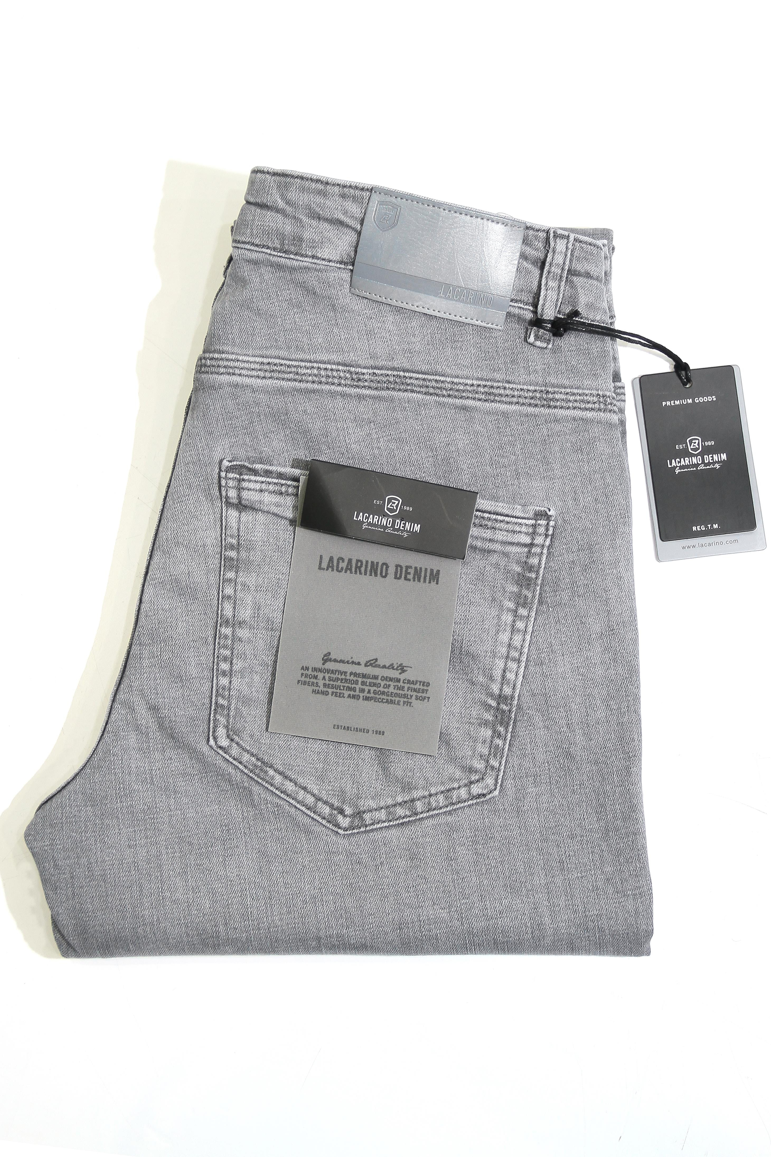 LACARINOErkek Yüksek Bel Dar Parça Grey Jean Pantolon