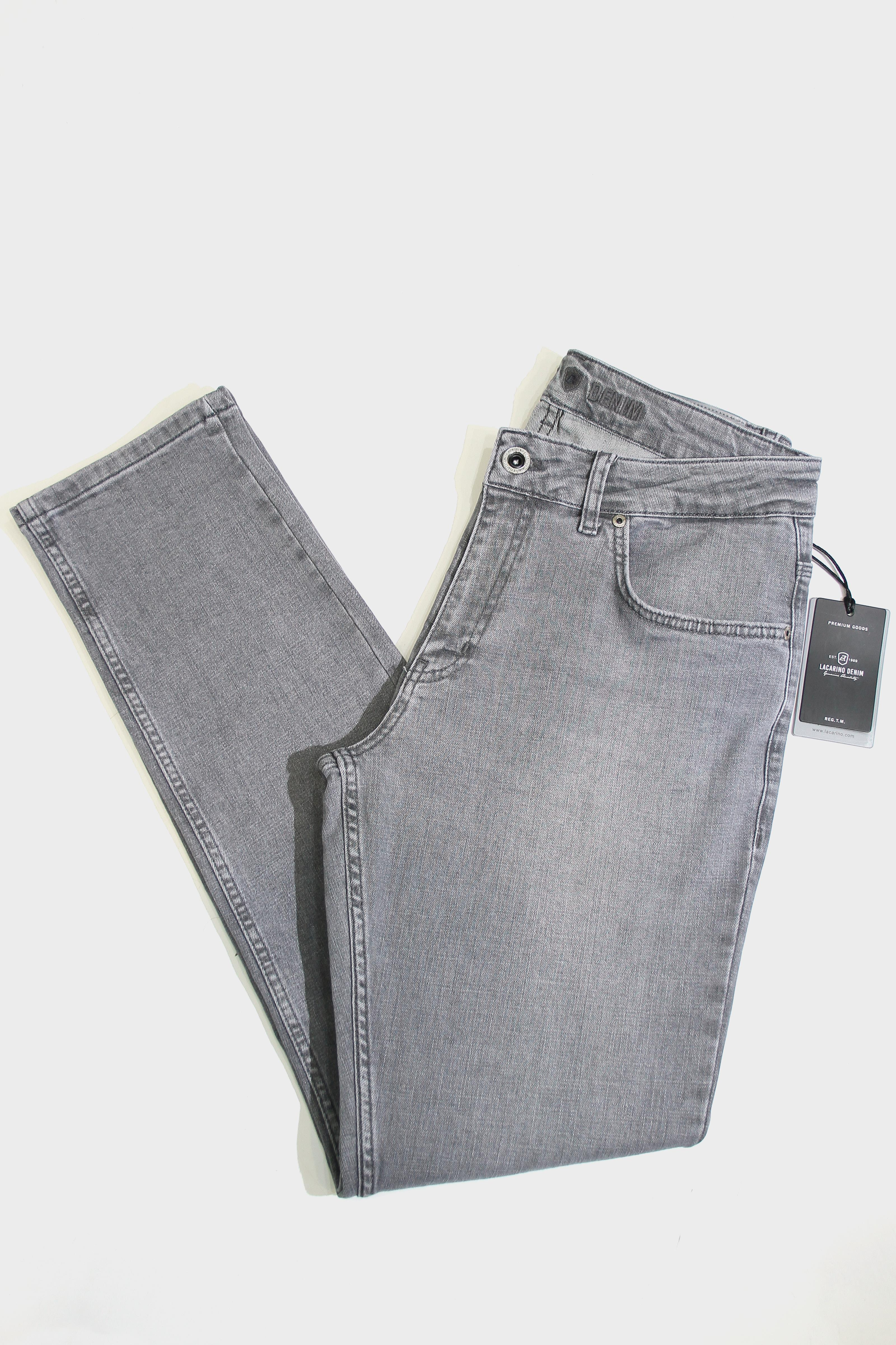 LACARINOErkek Yüksek Bel Dar Parça Grey Jean Pantolon