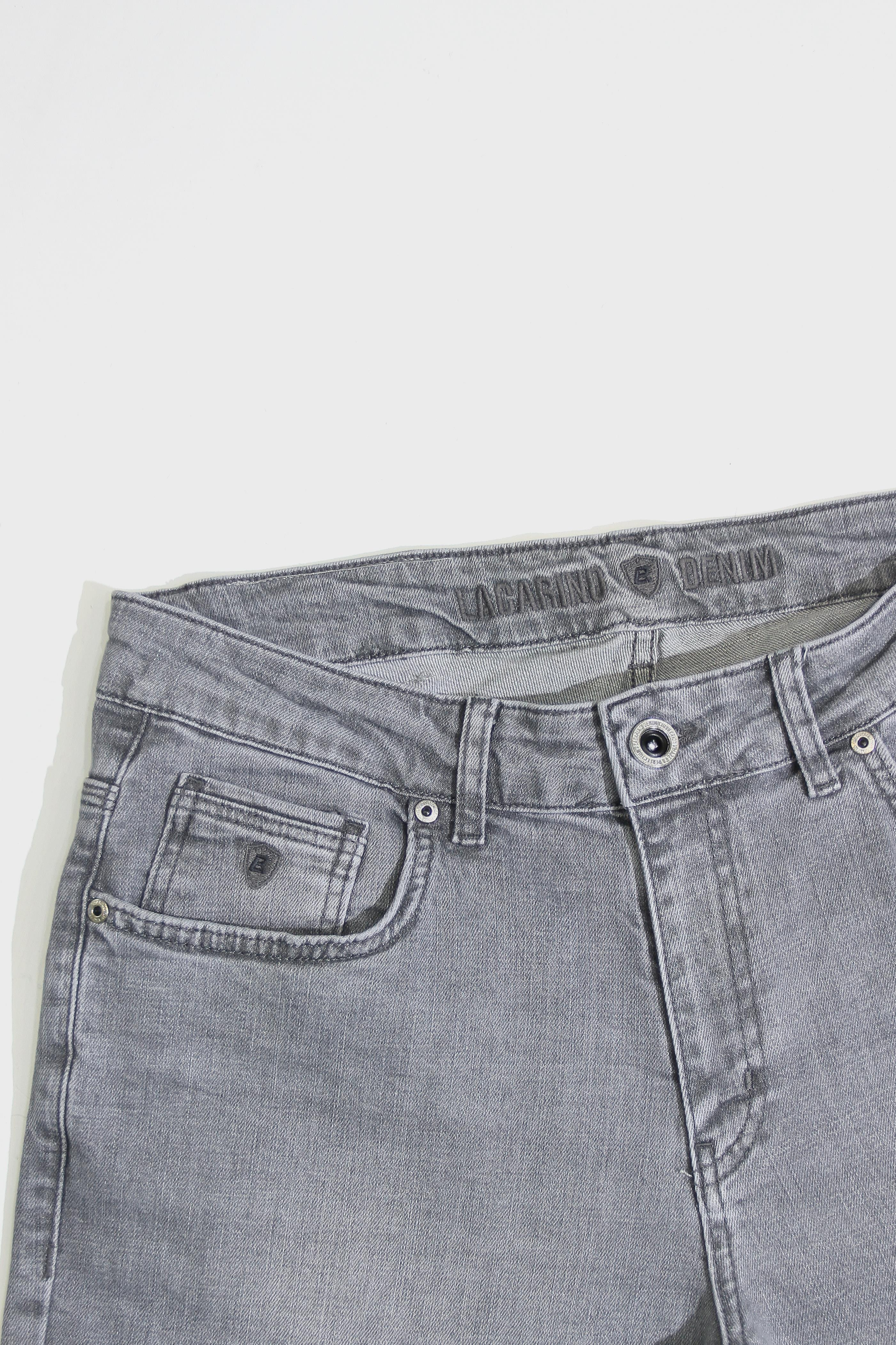 LACARINOErkek Yüksek Bel Dar Parça Grey Jean Pantolon