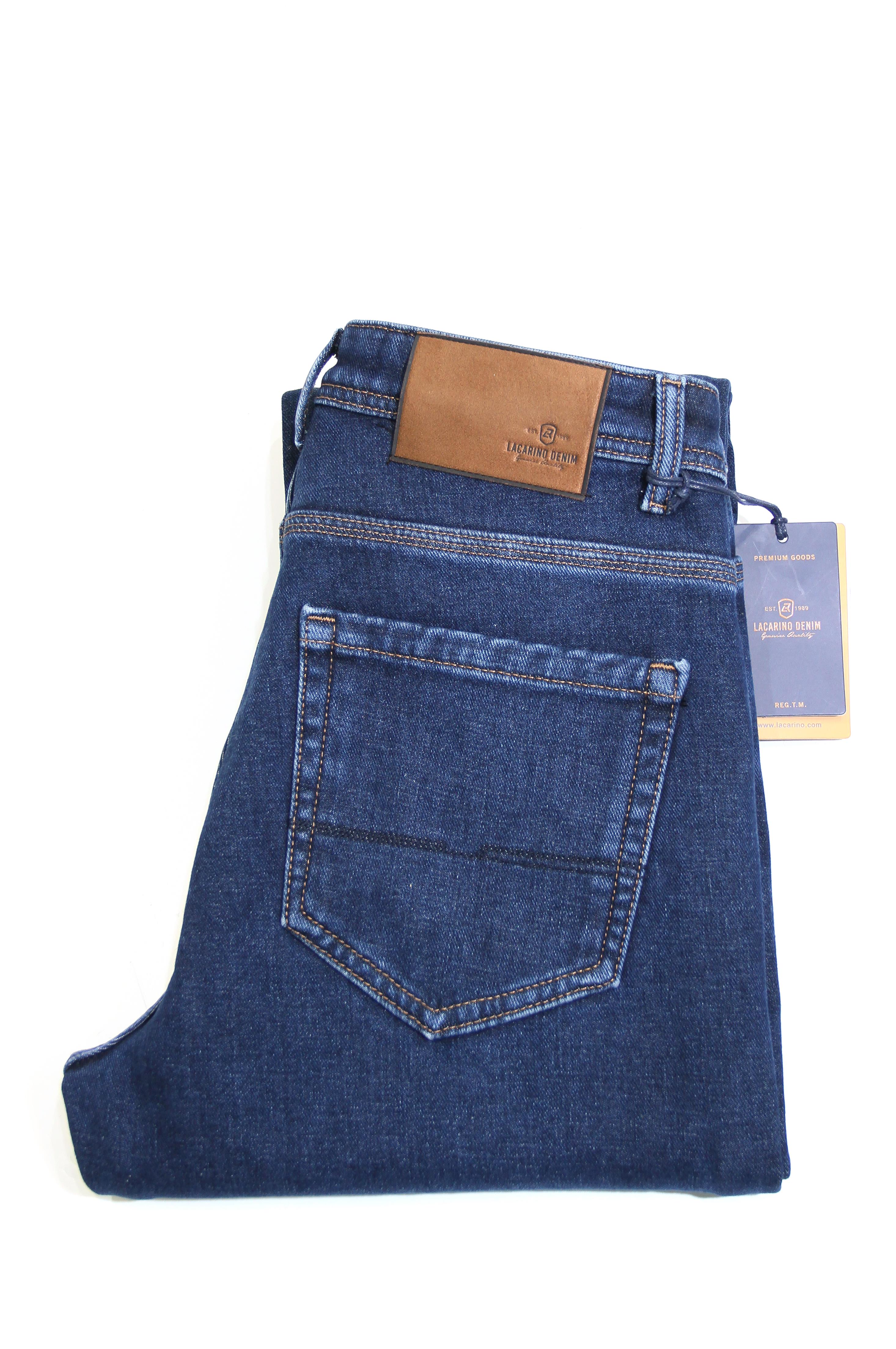 LACARINOYüksek Bel Boru Paça İç Şardonlu Ocean Blue Erkek Jean Pantolon