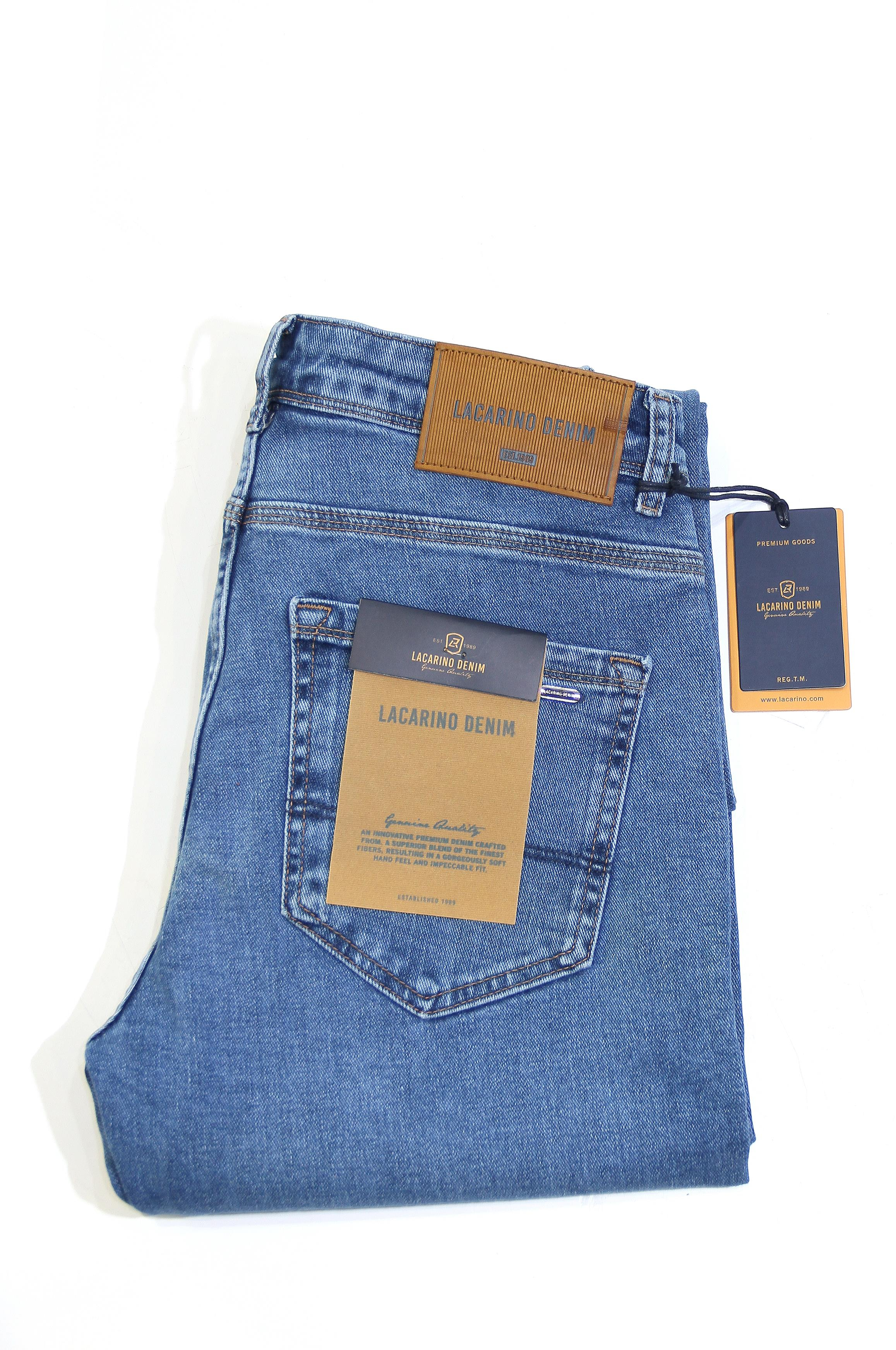 LACARINOYüksek Bel Boru Paça Blue Erkek Jean Pantolon
