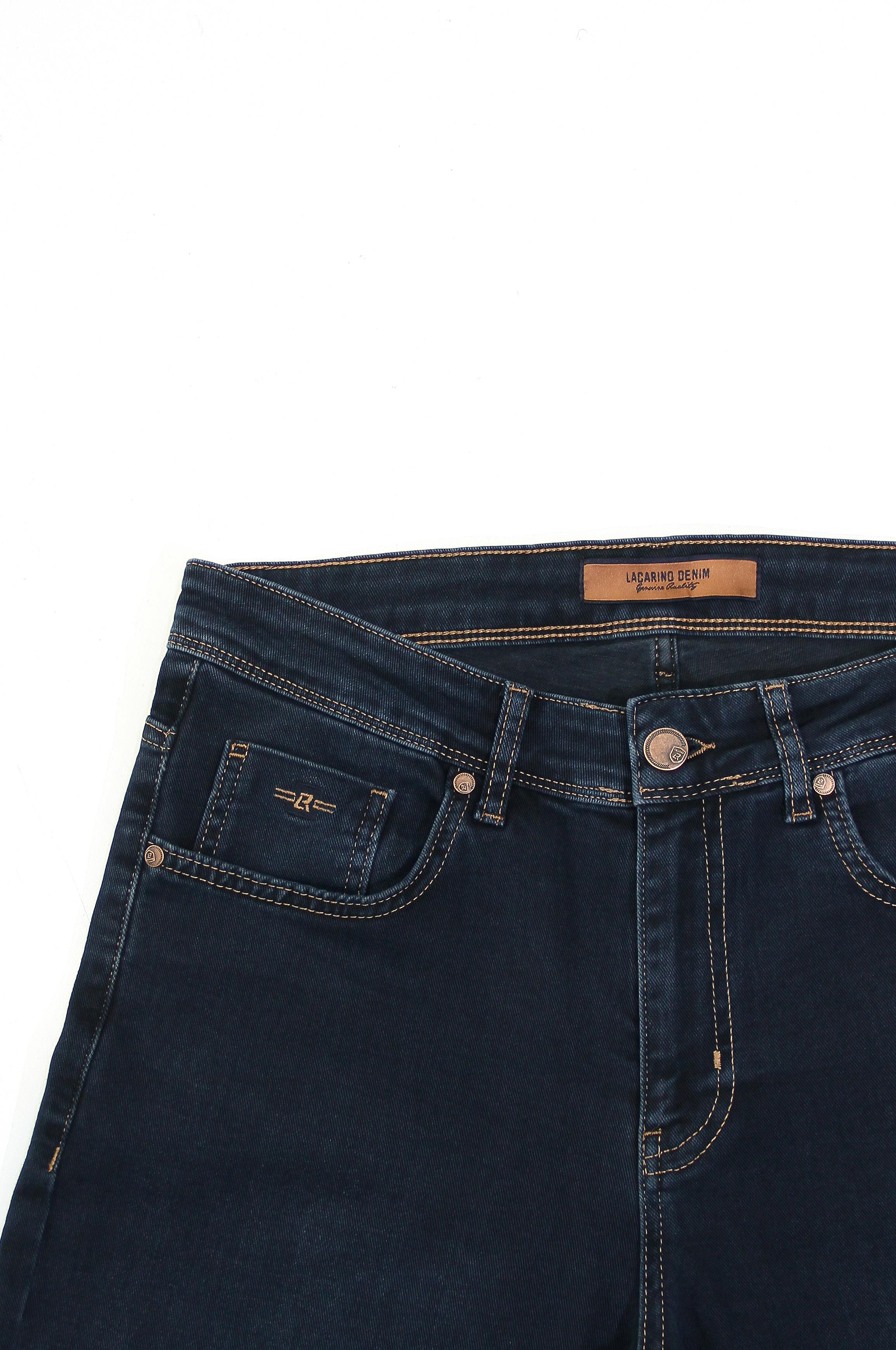 LACARINOErkek Yüksek Bel Klasik Kesim Bol Paça Erkek Blue Black Jean Pantolon