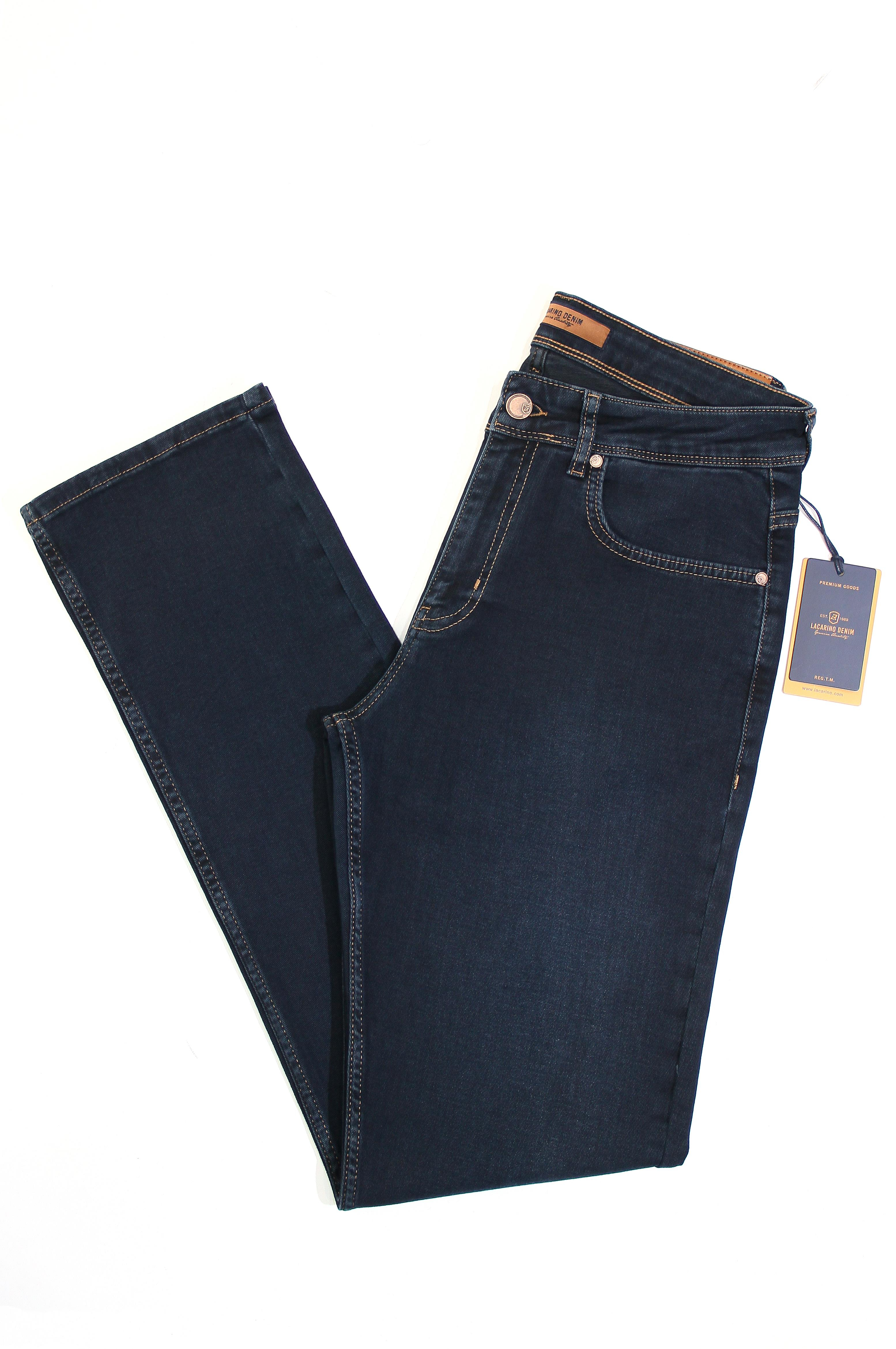 LACARINOErkek Yüksek Bel Klasik Kesim Bol Paça Erkek Blue Black Jean Pantolon
