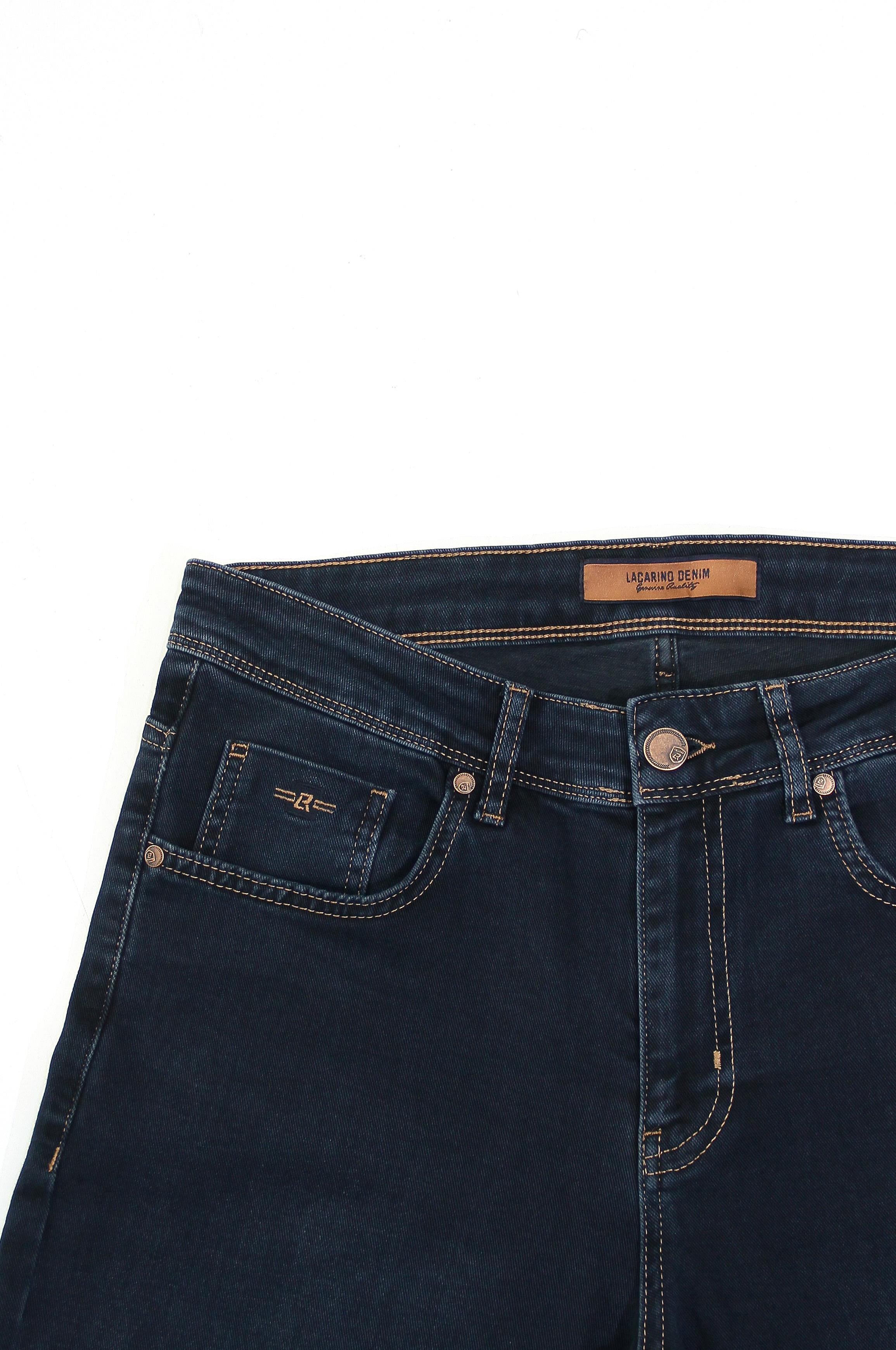 LACARINOEk Beden Yüksek Bel Klasik Kesim Bol Paça Erkek Blue Black Jean Pantolon