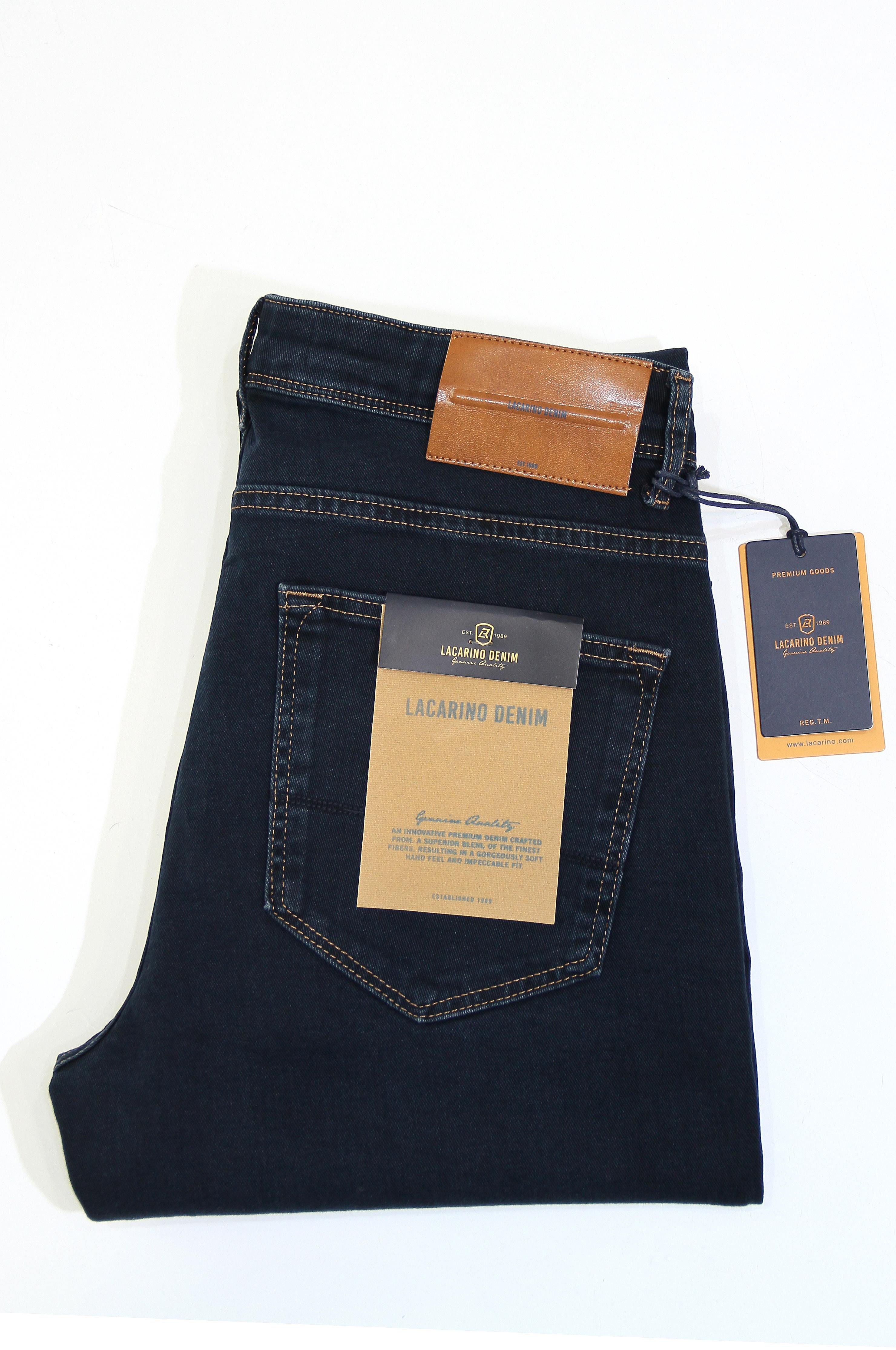 LACARINOEk Beden Yüksek Bel Klasik Kesim Bol Paça Erkek Blue Black Jean Pantolon
