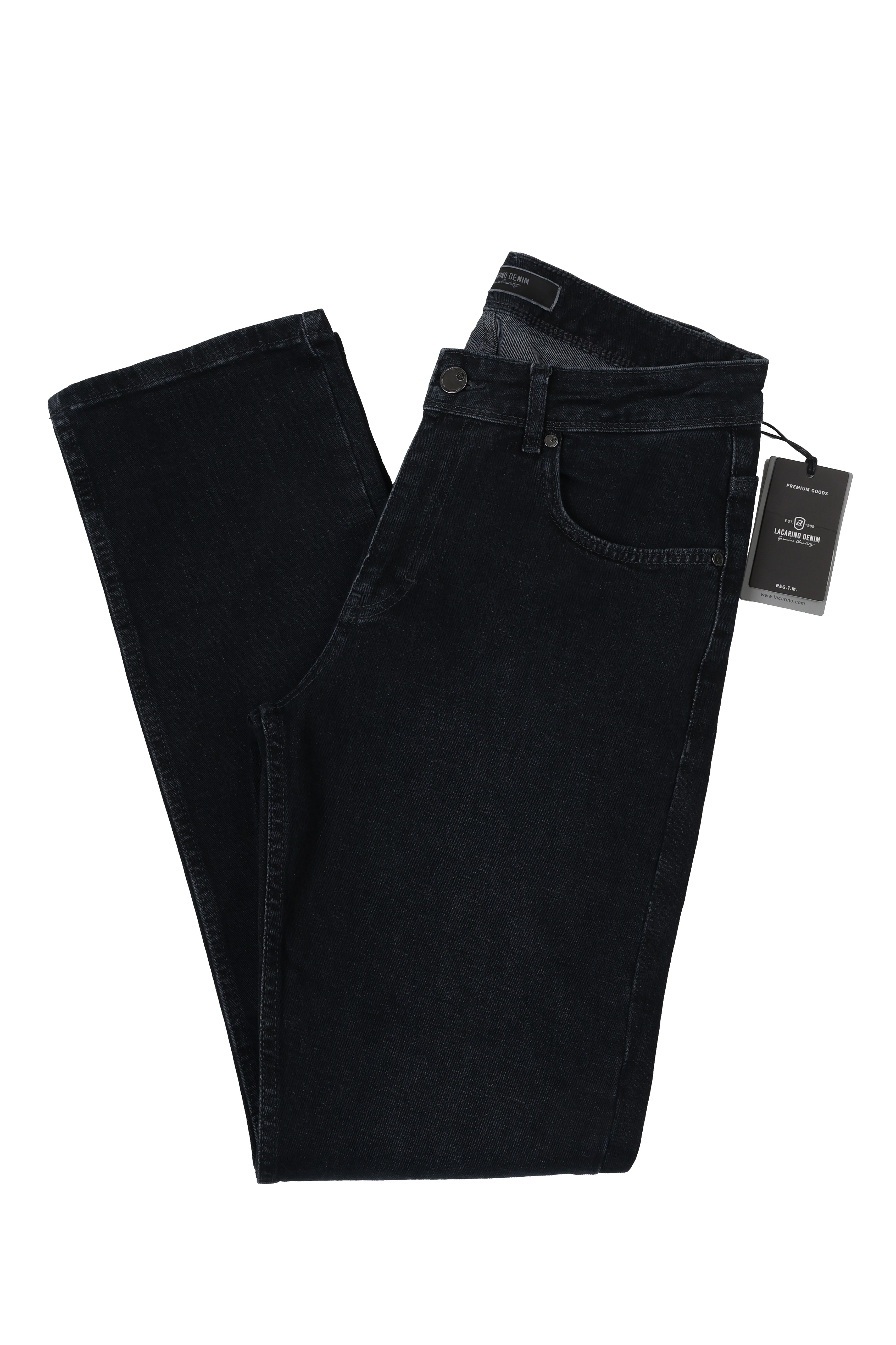 LACARINOYüksek Bel Boru Paça Ebony Black Erkek Jean Pantolon