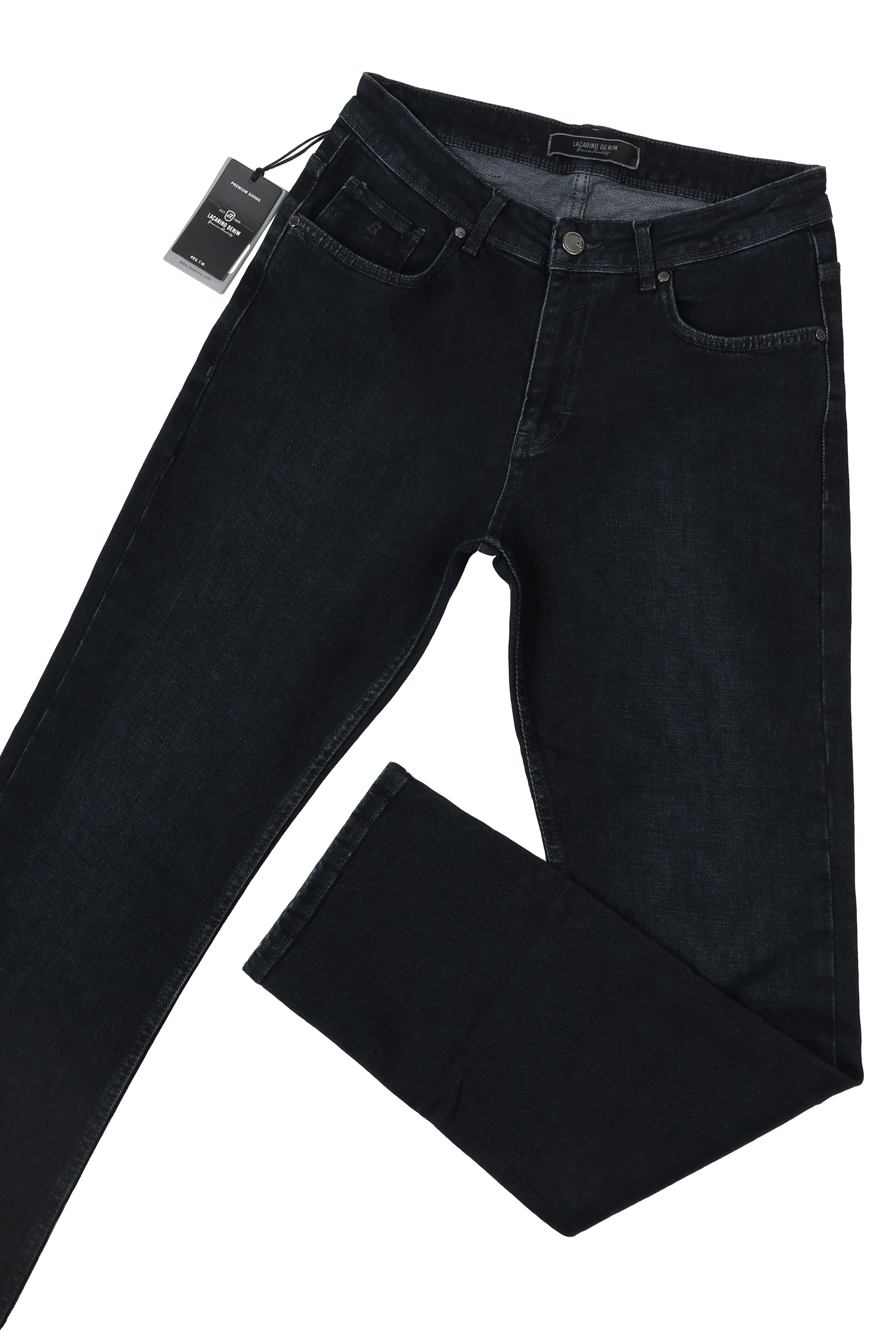 LACARINOYüksek Bel Boru Paça Ebony Black Erkek Jean Pantolon