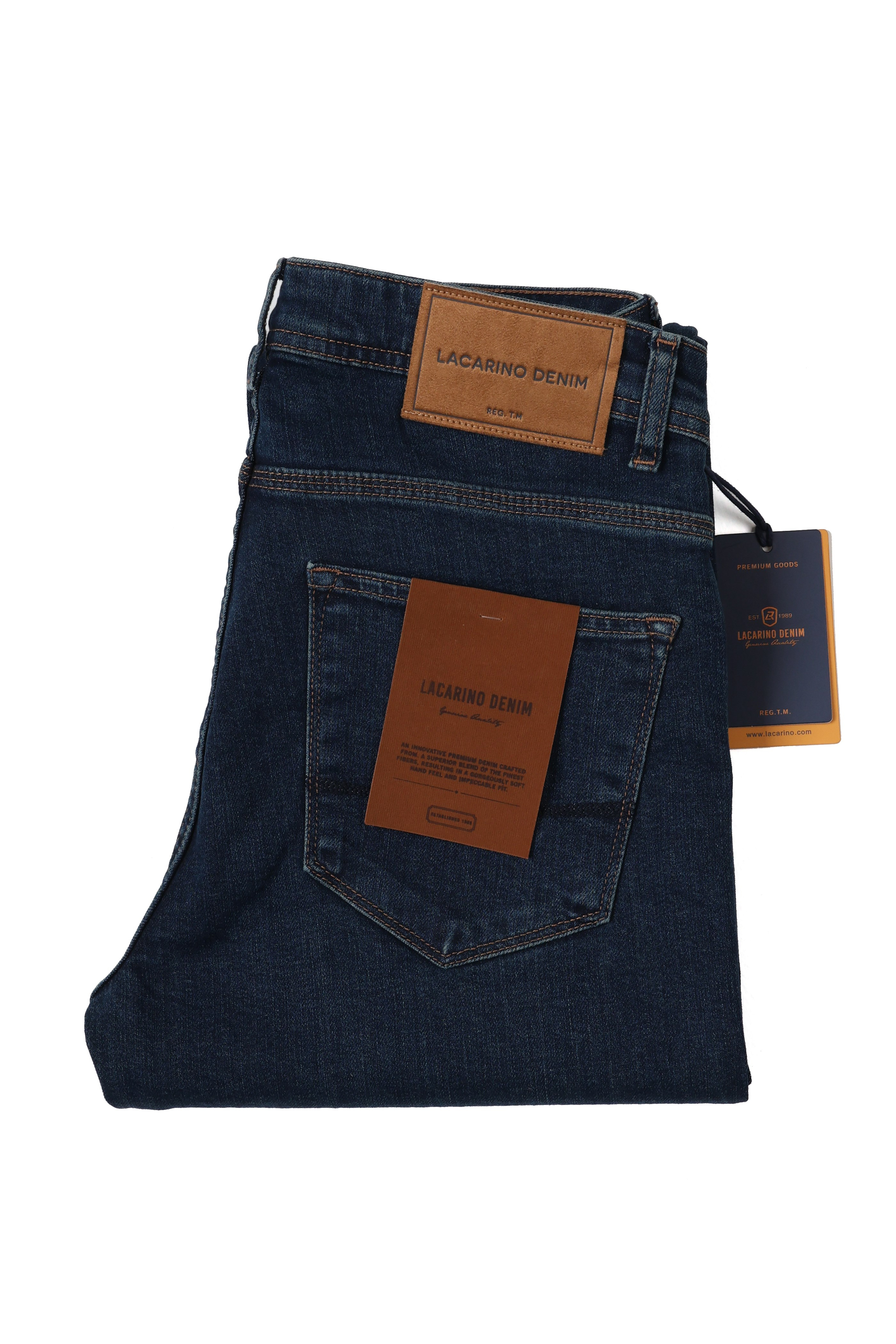 LACARINOYüksek Bel Boru Paça Dark Blue Ek Beden  Erkek Jean Pantolon