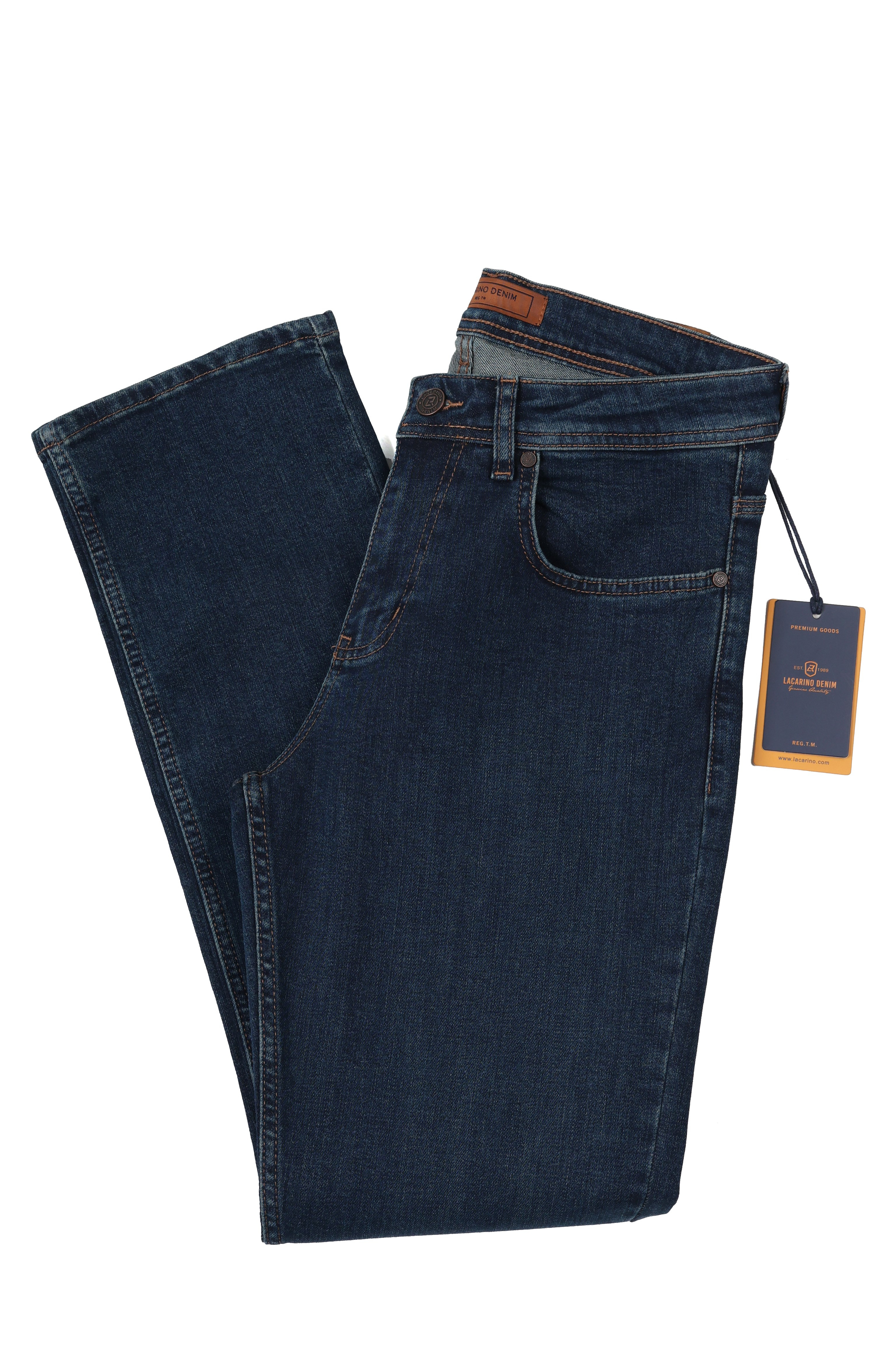 LACARINOYüksek Bel Boru Paça Dark Blue Ek Beden  Erkek Jean Pantolon