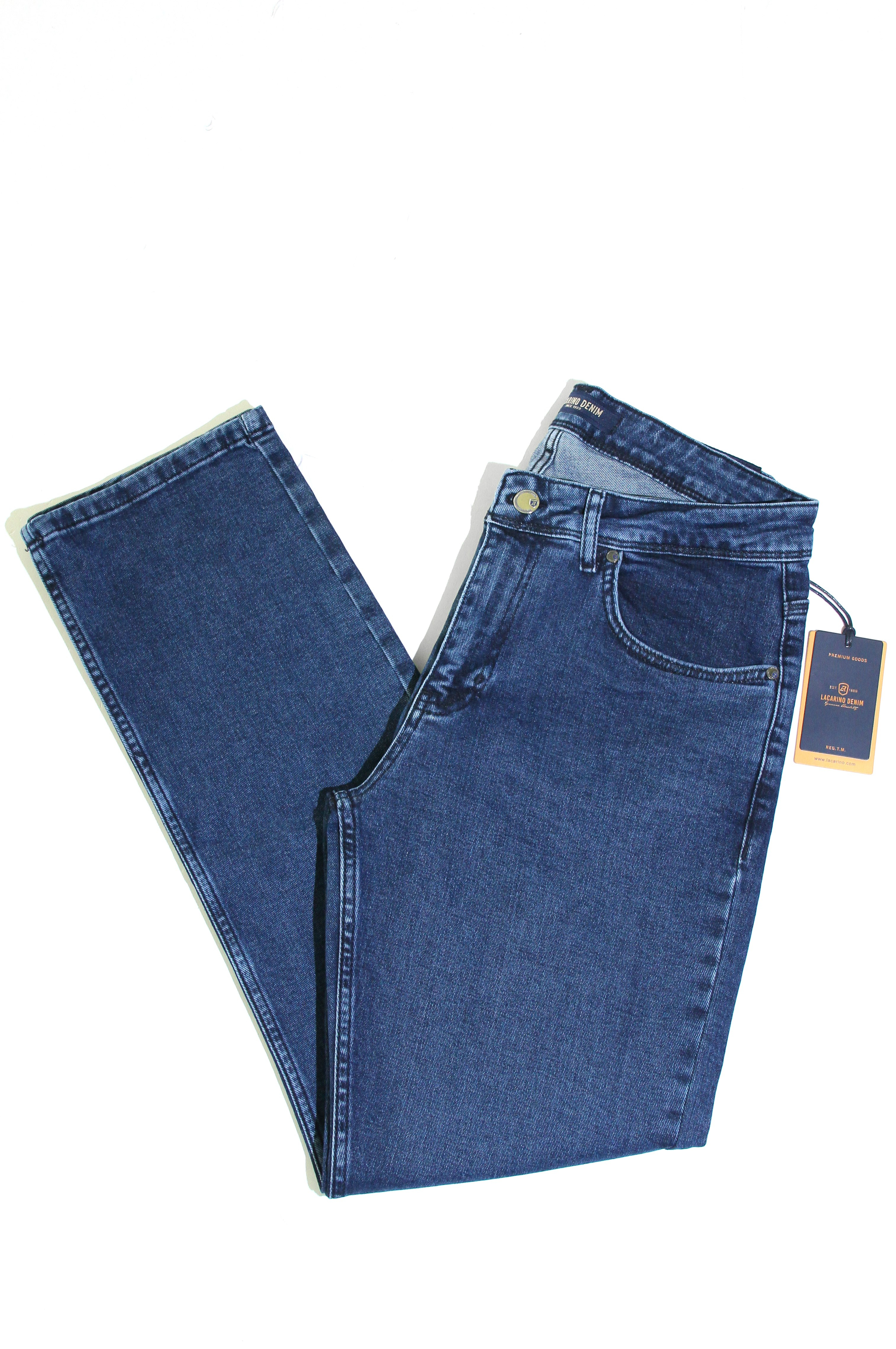 LACARINOYüksek Bel Boru Paça Ek Beden Ocean Blue Erkek Jean Pantolon