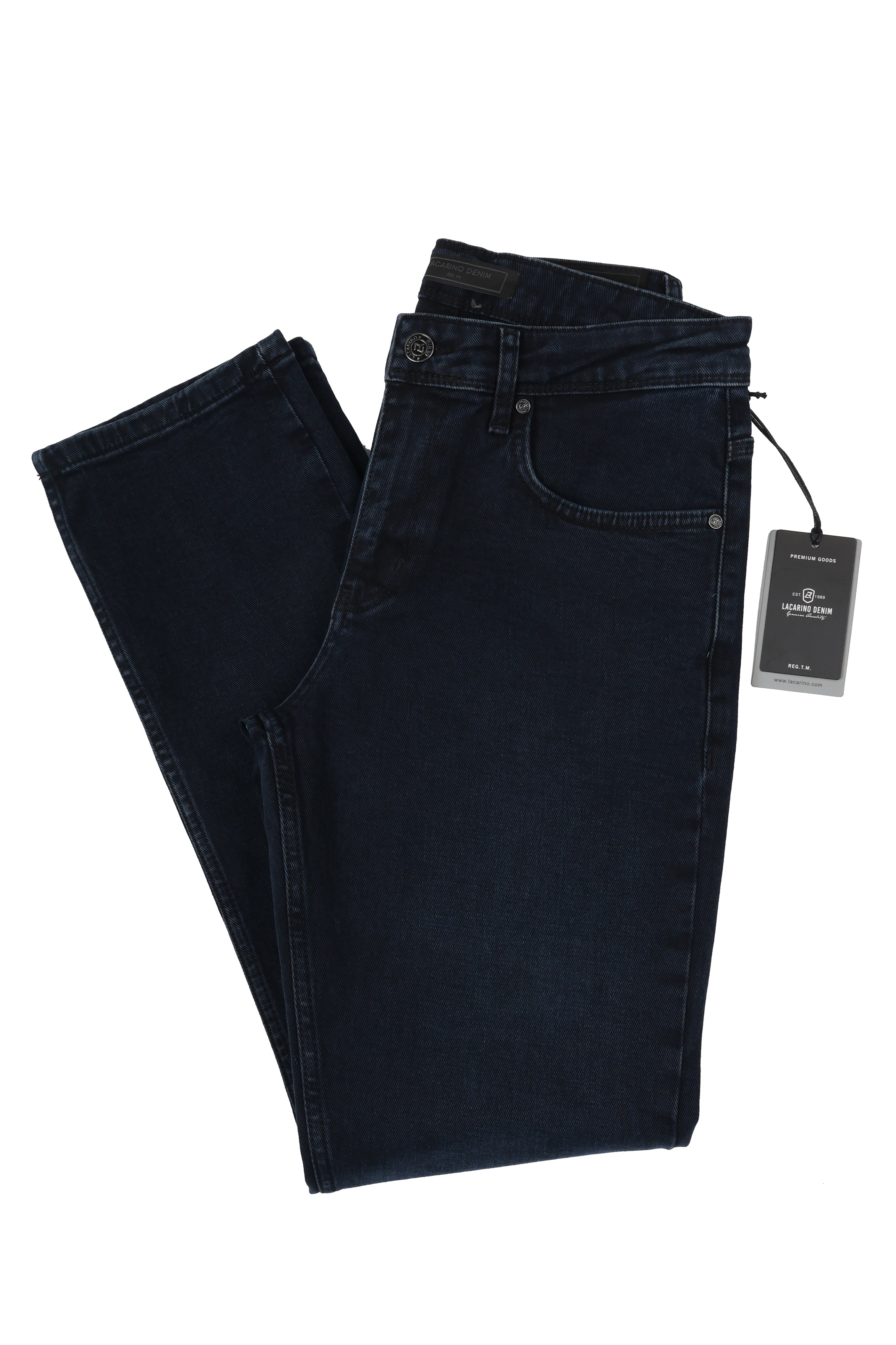 LACARINOYüksek Bel Boru Paça Blue Black Ek Beden Erkek Jean Pantolon
