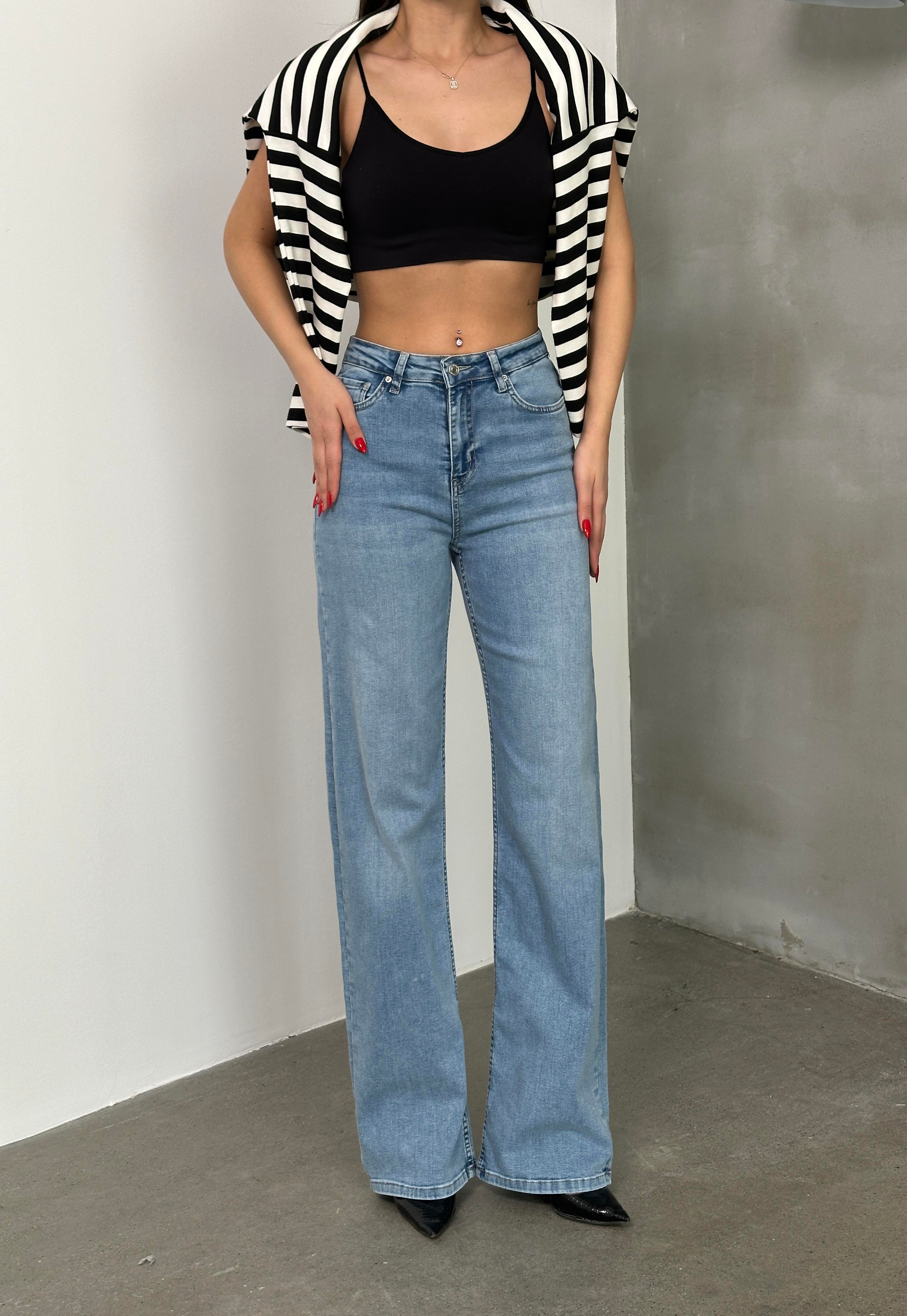 LACARINOYüksek Bel bol Paça Light Blue Nita Jean Pantolon