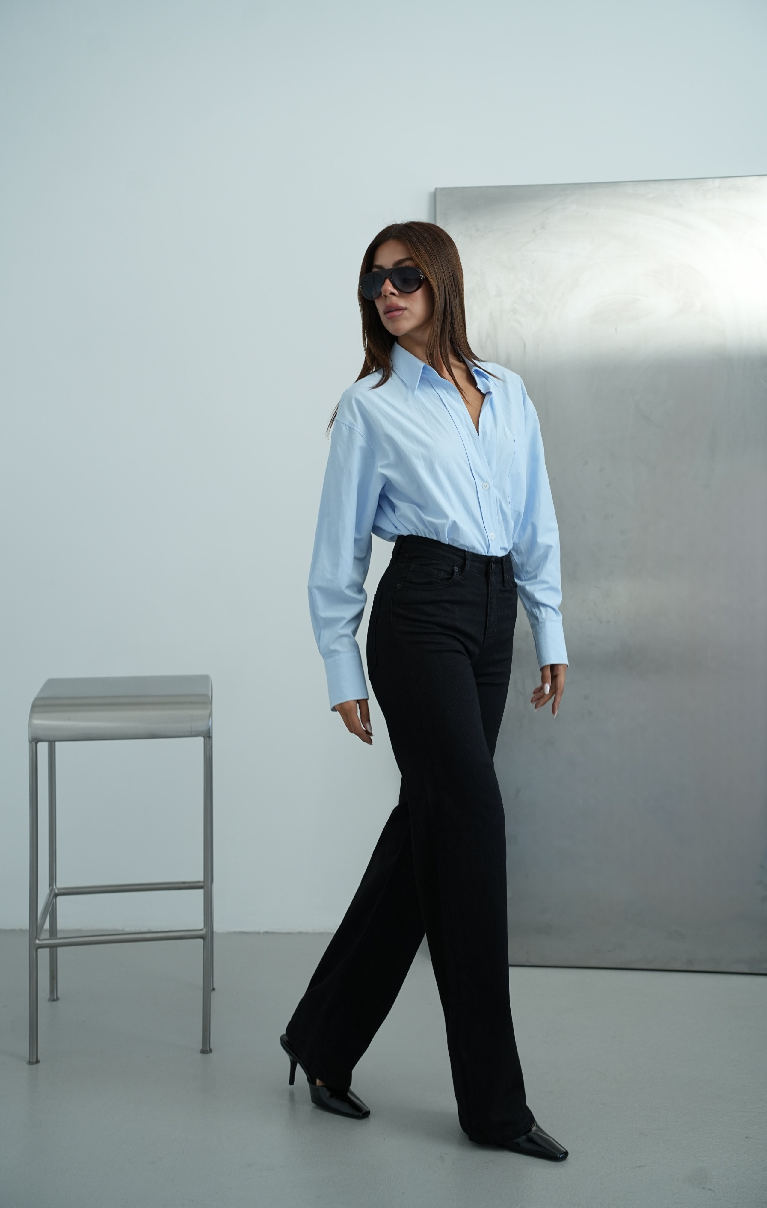 LACARINOYüksek Bel Düz Kesim Black Jean Pantolon