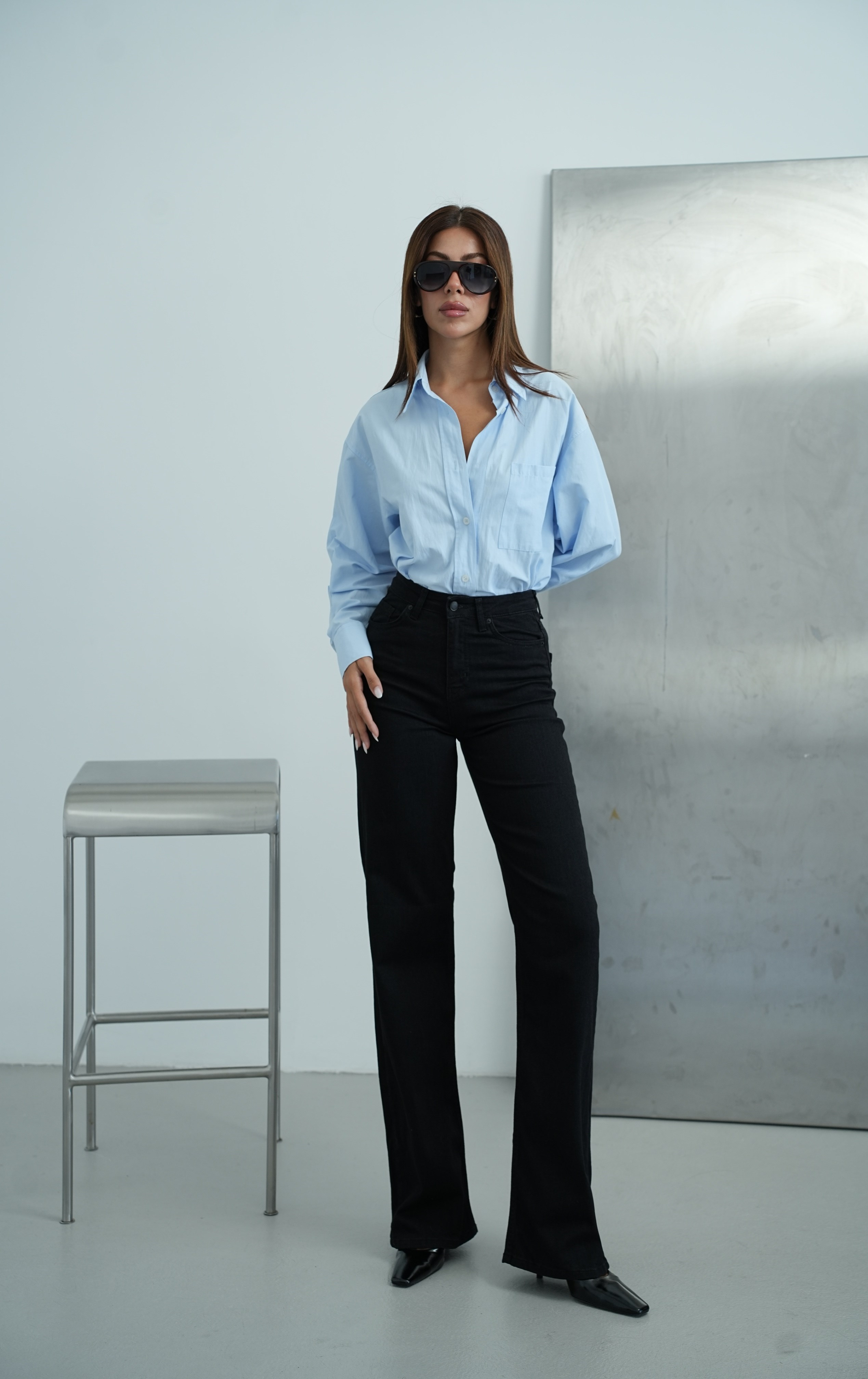 LACARINOYüksek Bel Düz Kesim Black Jean Pantolon