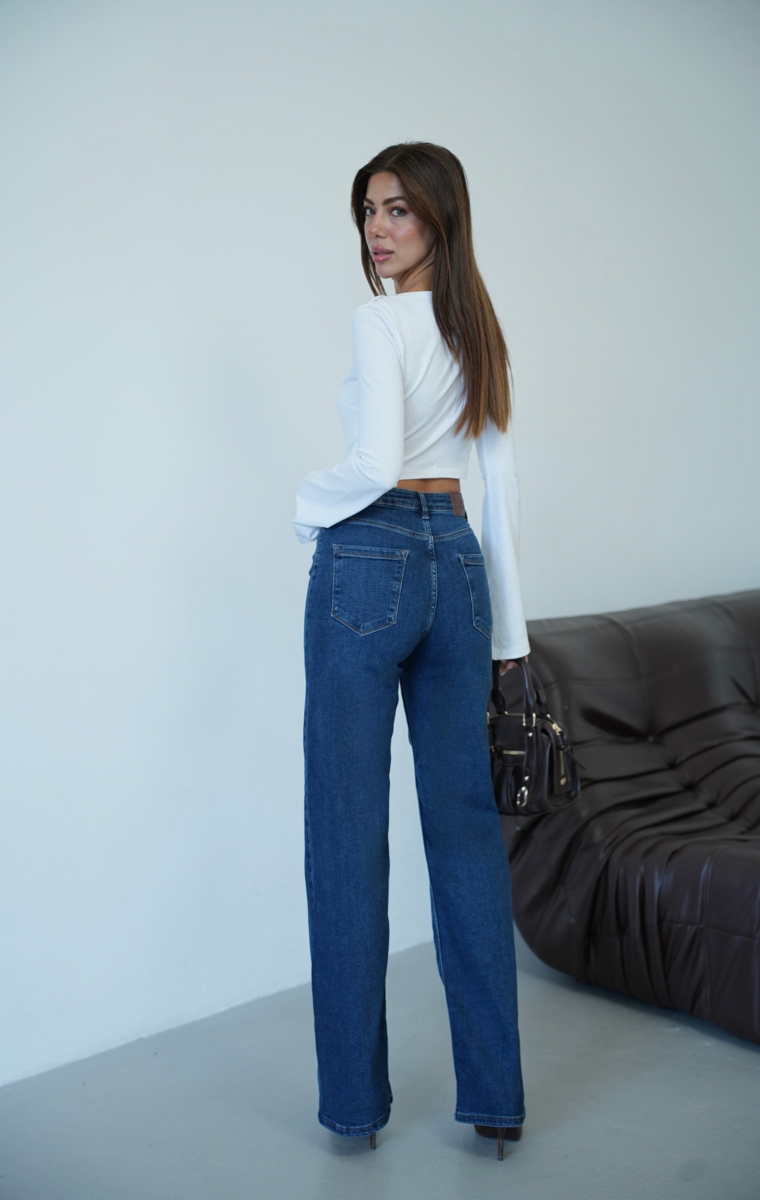 LACARINOYüksek Bel Dark Blue Nita Jean Pantolon