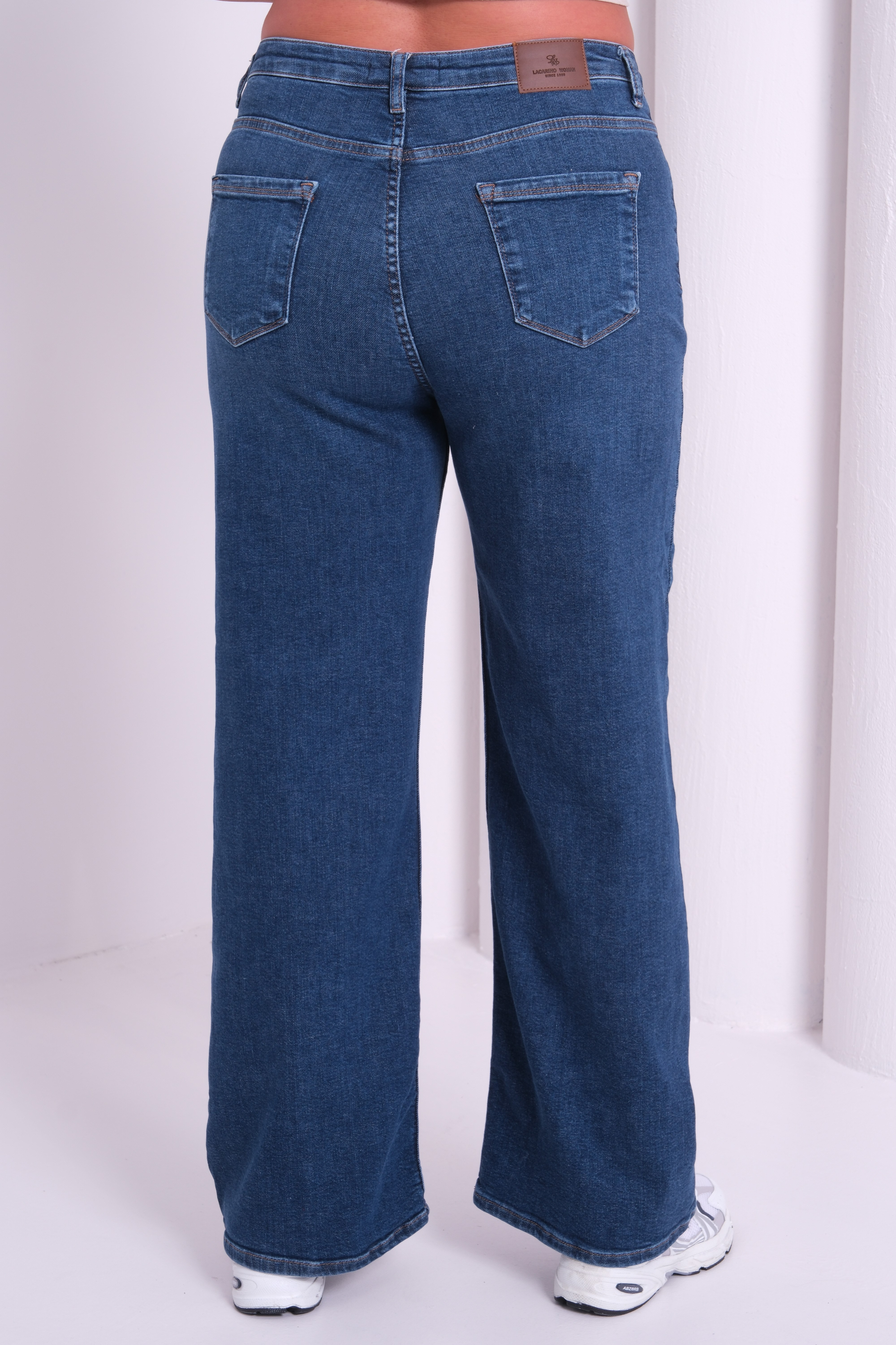 LACARINOYüksek Bel Boru Paça Battal Kesim Blue Jean Pantolon