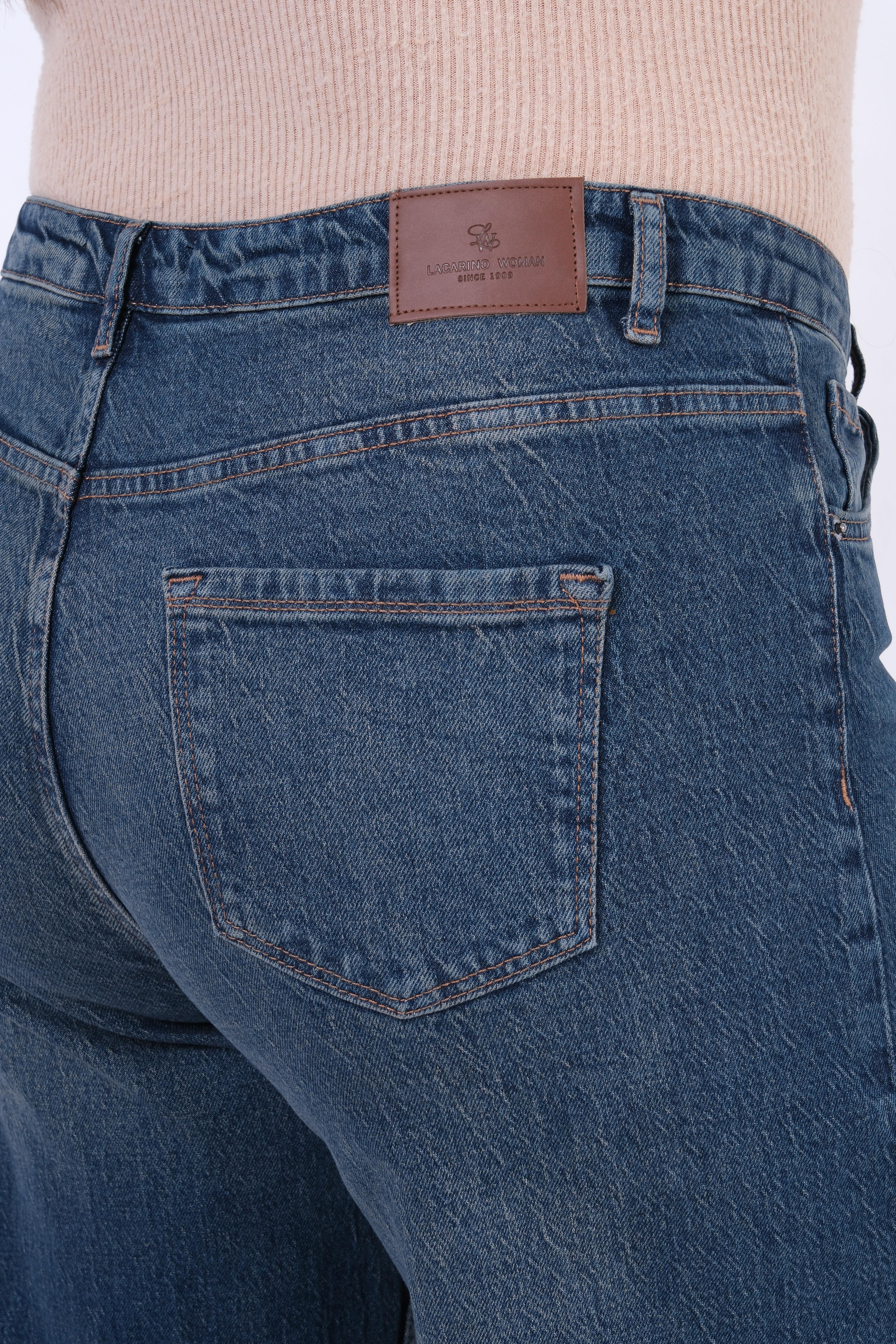 LACARINOYüksek Bel Battal Kesim İspanyol Paça Kahve Tint Jean Pantolon