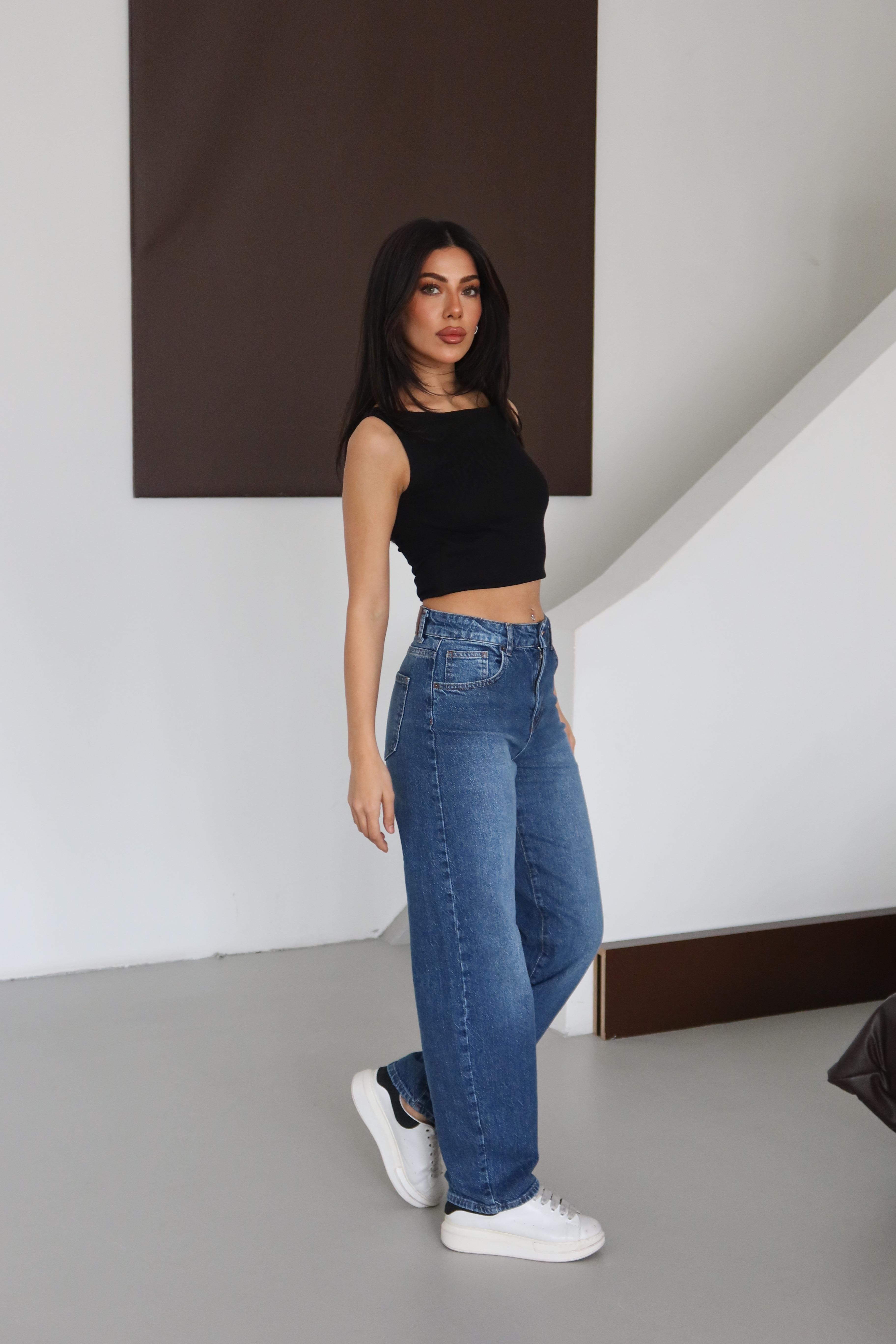 LACARINOYüksek Bel Yarım Balon Kalıp Blue Jean Pantolon