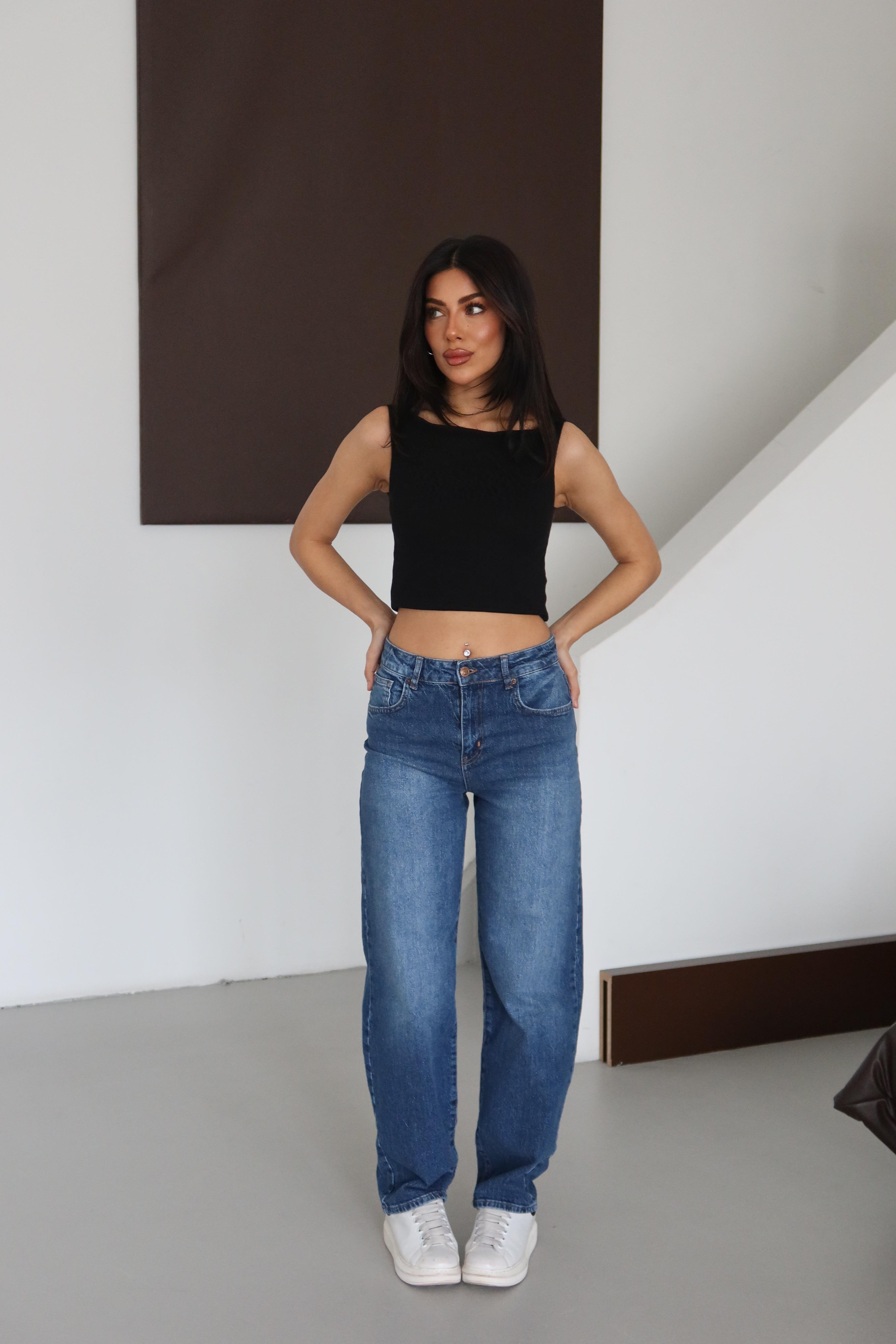 LACARINOYüksek Bel Yarım Balon Kalıp Blue Jean Pantolon