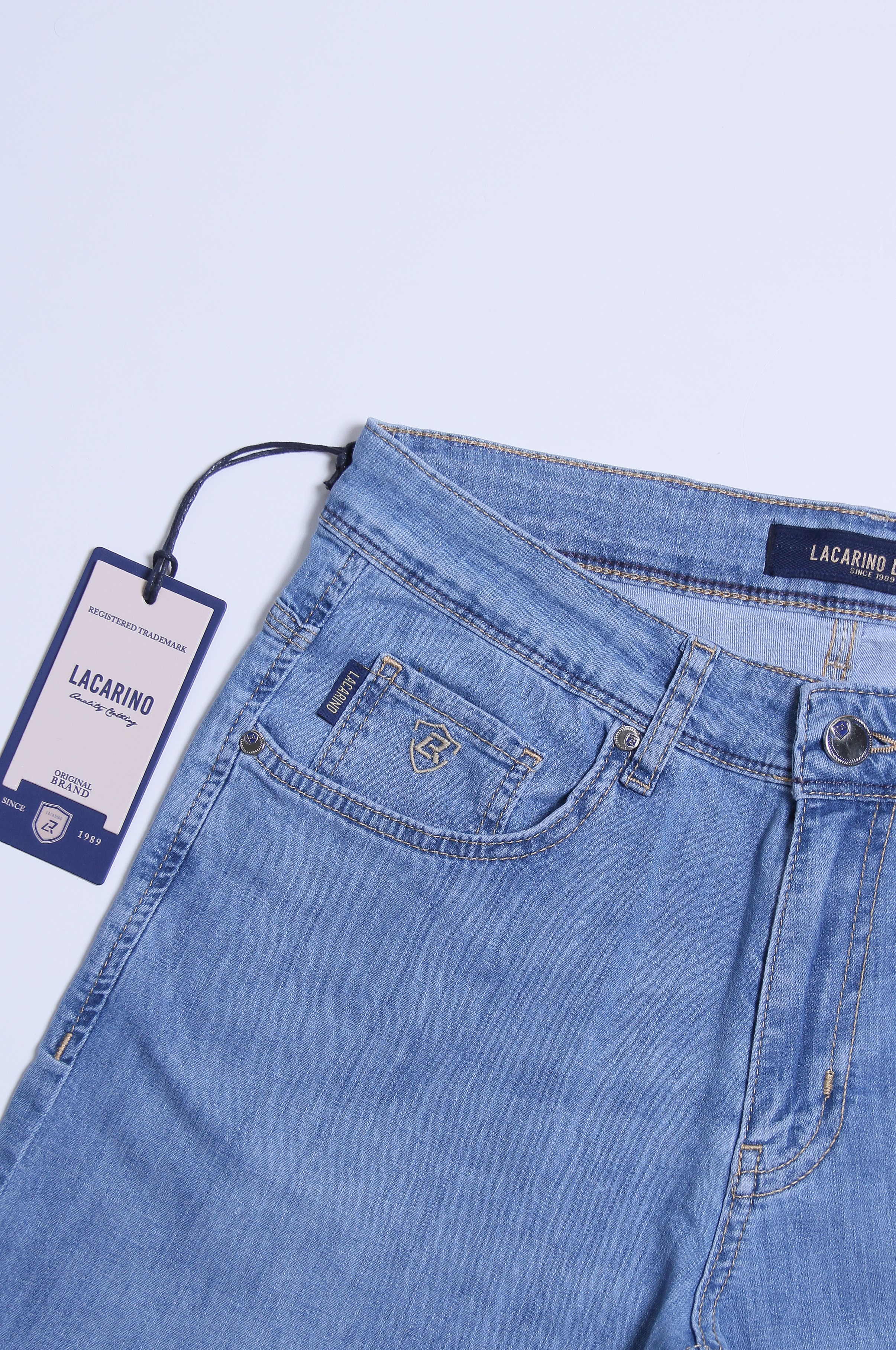 LACARINOYüksek Bel Dar Paça Ek beden Blue Jean Pantolon