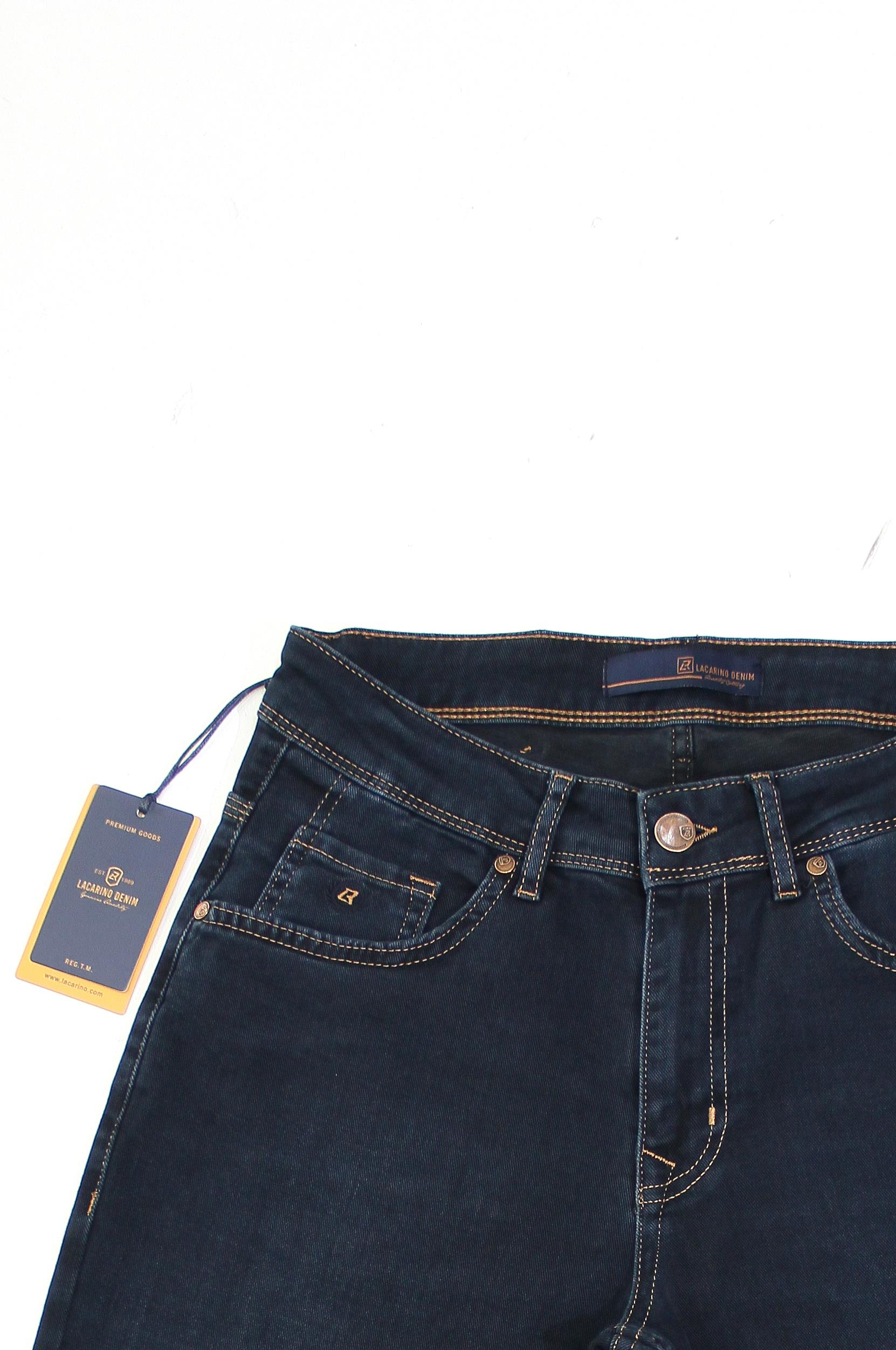LACARINOErkek Yüksek Bel Dar Paça Klasik Kesim Blue Black Jean Pantolon