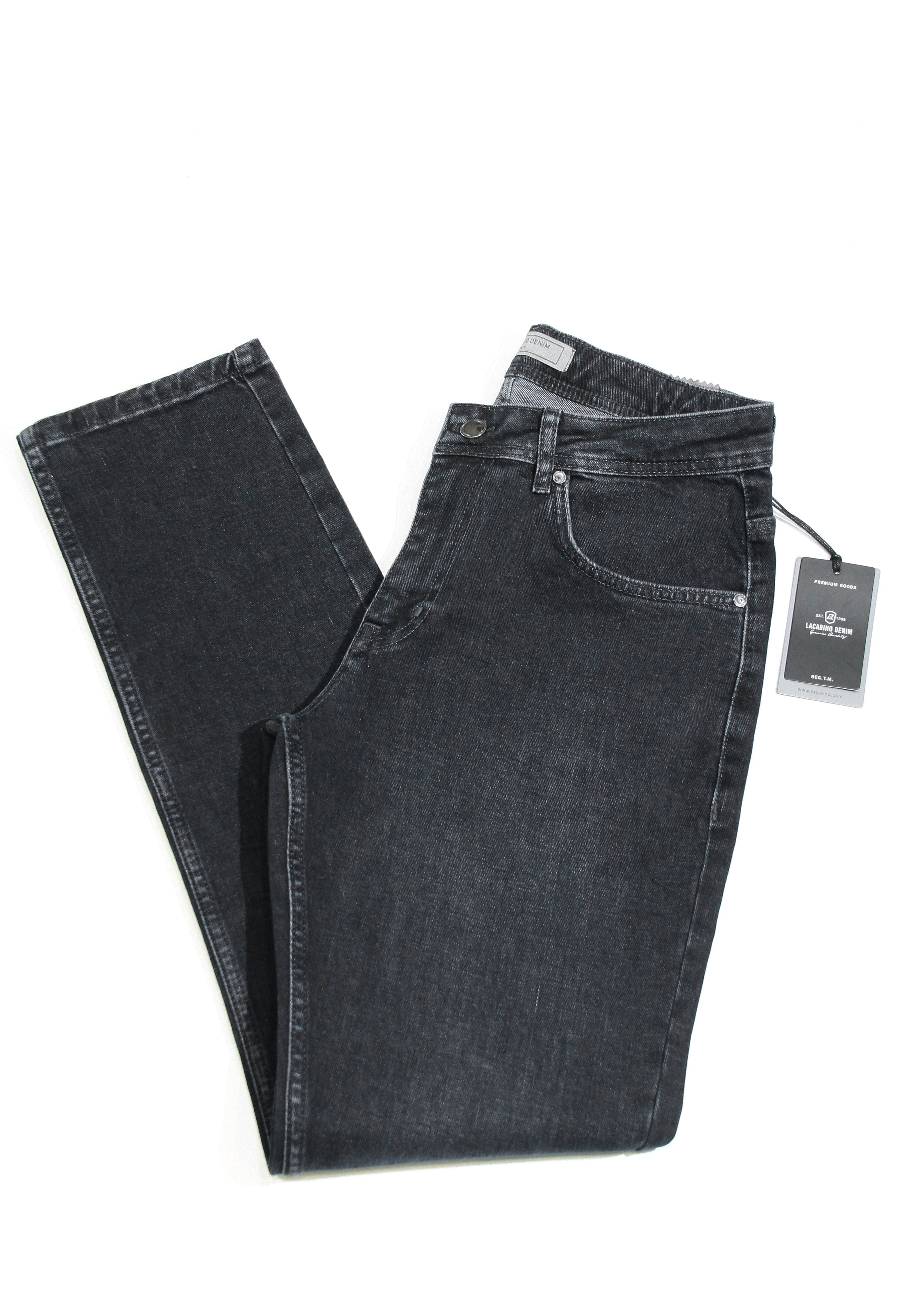 LACARINOYüksek Bel Yarım Boru Paça Ek Beden Ebony Black Erkek Jean Pantolon