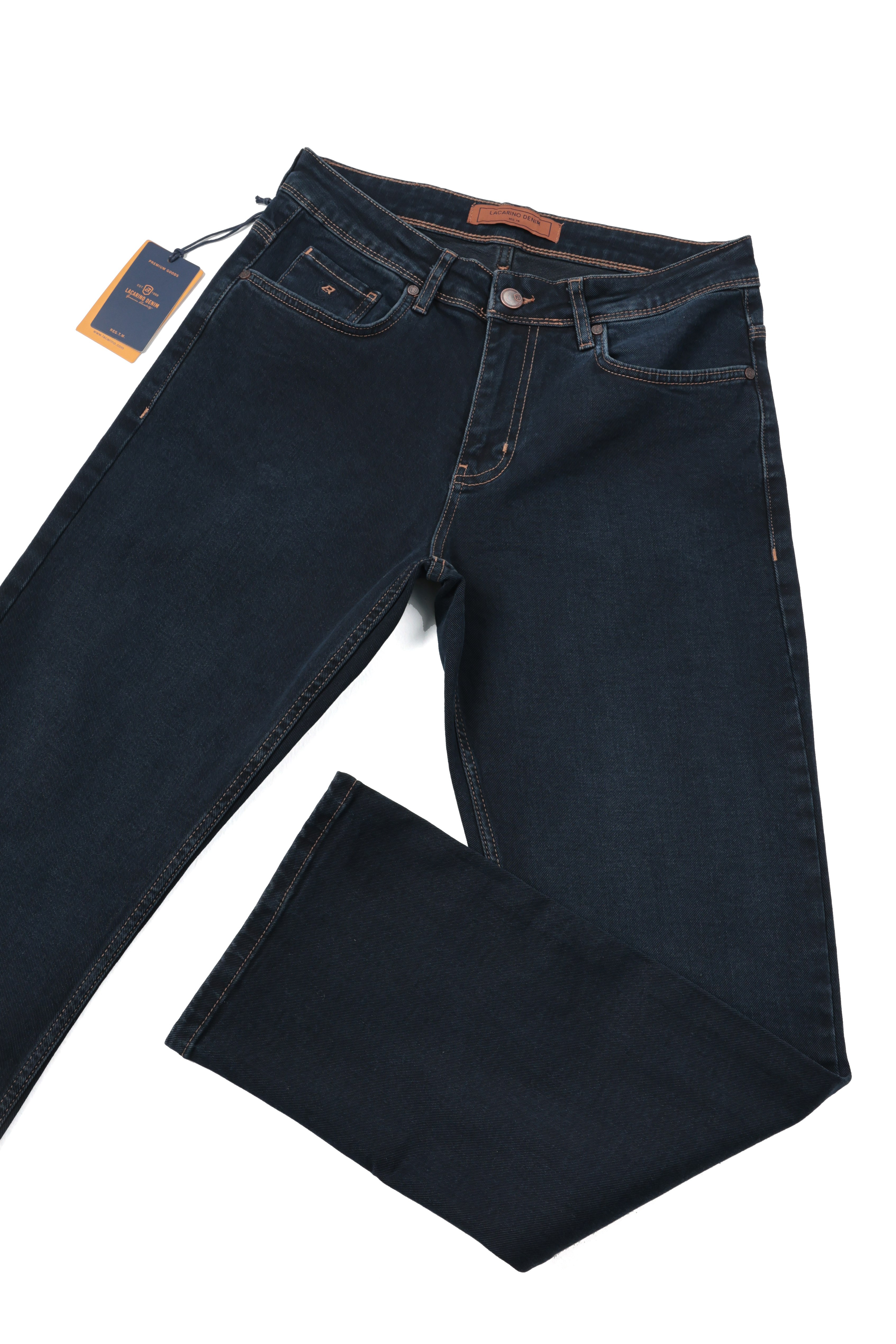 LACARINOYüksek Bel Bol Paça Rahat Kalıp Blue Black Erkek Jean Pantolon