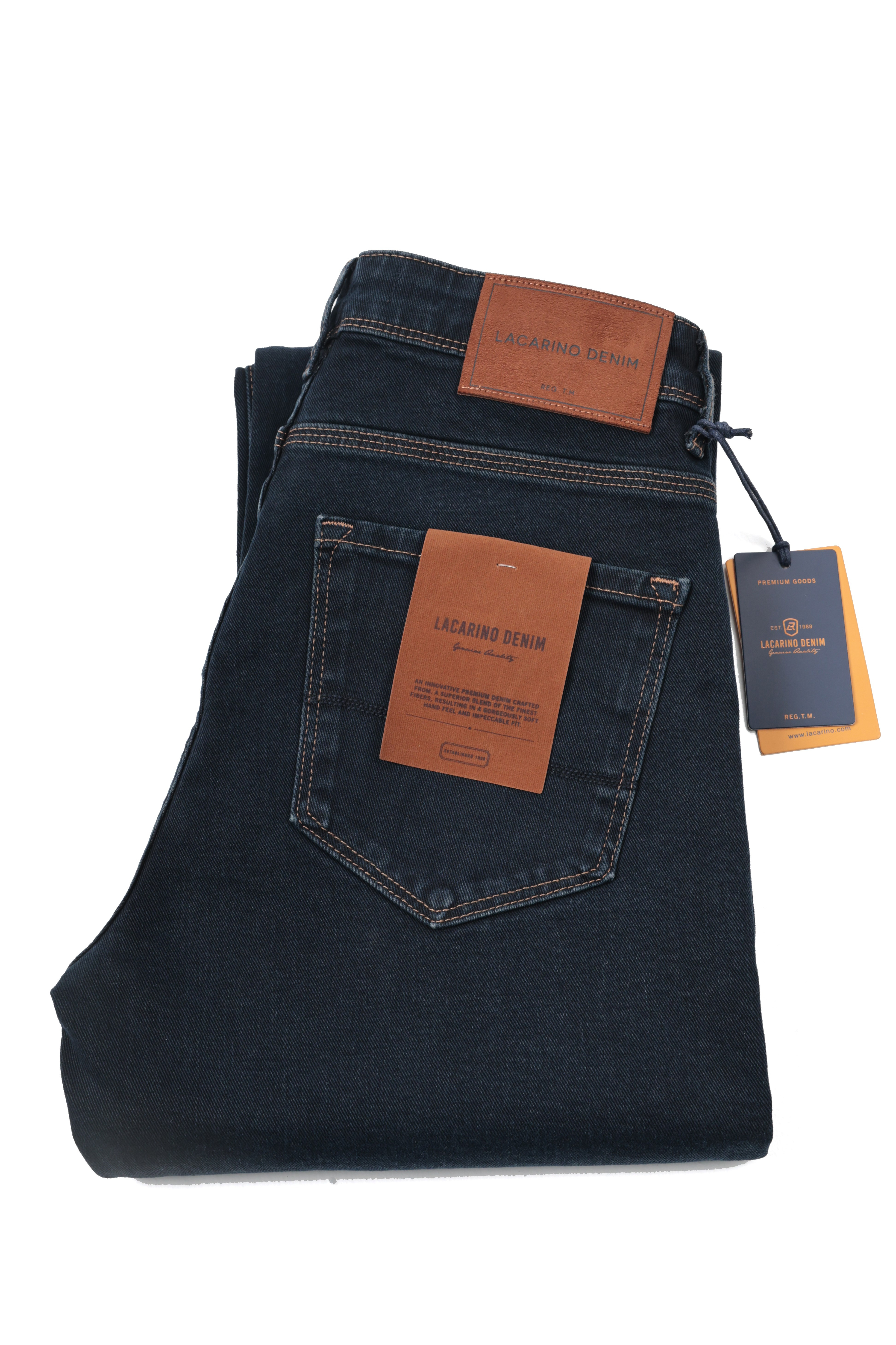LACARINOYüksek Bel Bol Paça Rahat Kalıp Blue Black Erkek Jean Pantolon