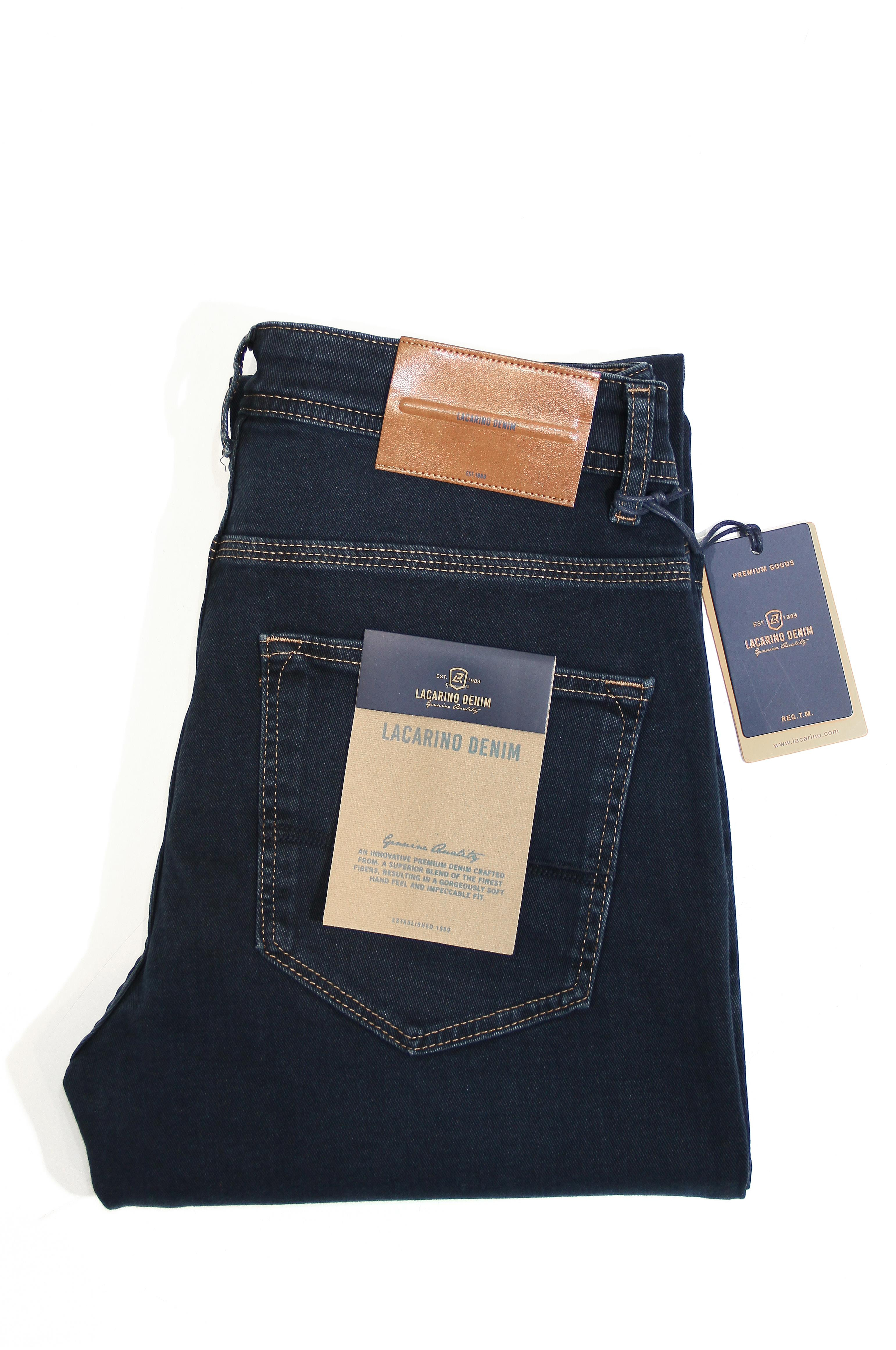 LACARINOYüksek Bel Klasik Kesim Boru Paça Blue Black Jean Pantolon