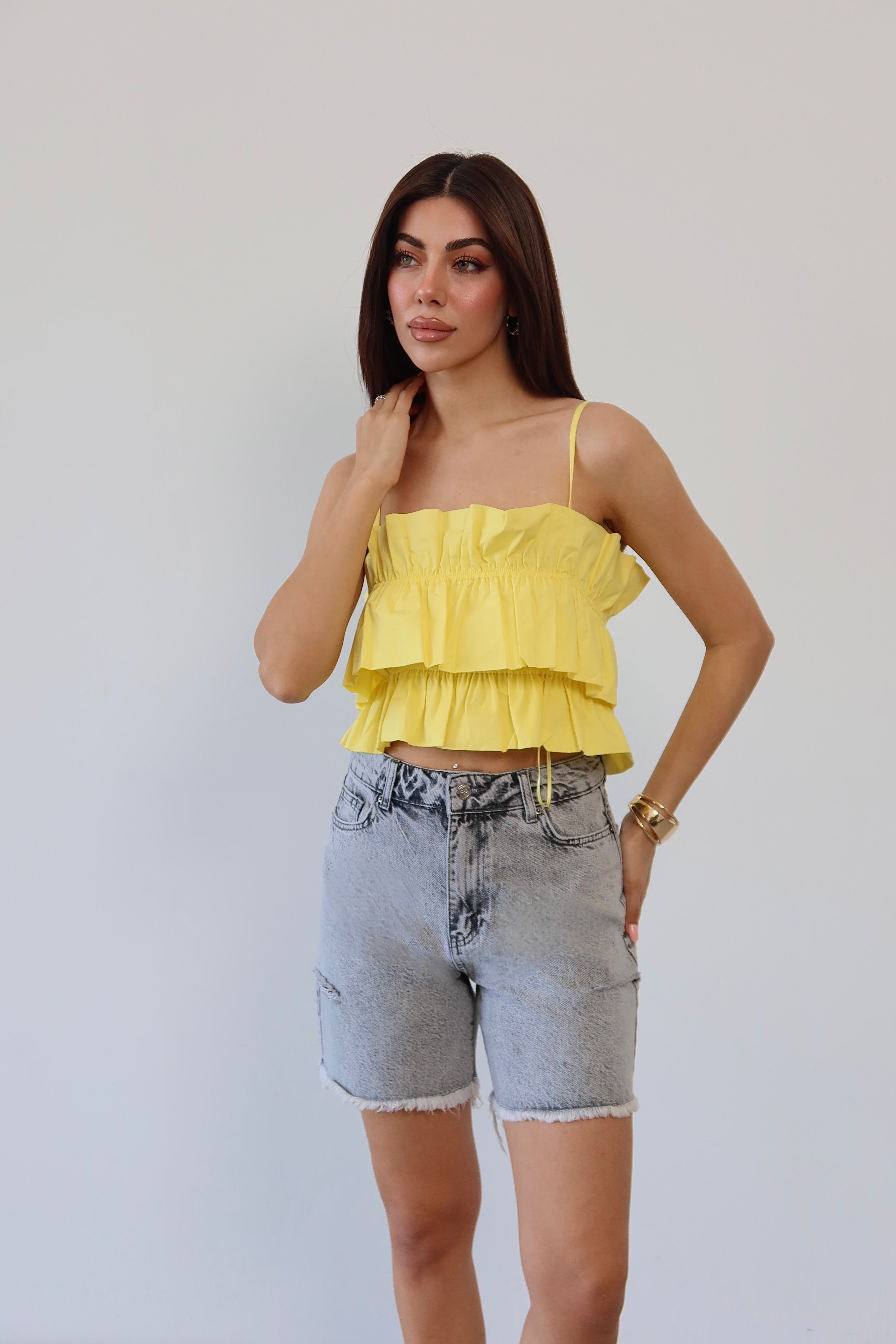 LACARINOKadın Püskül Detaylı Grey Jean Şort