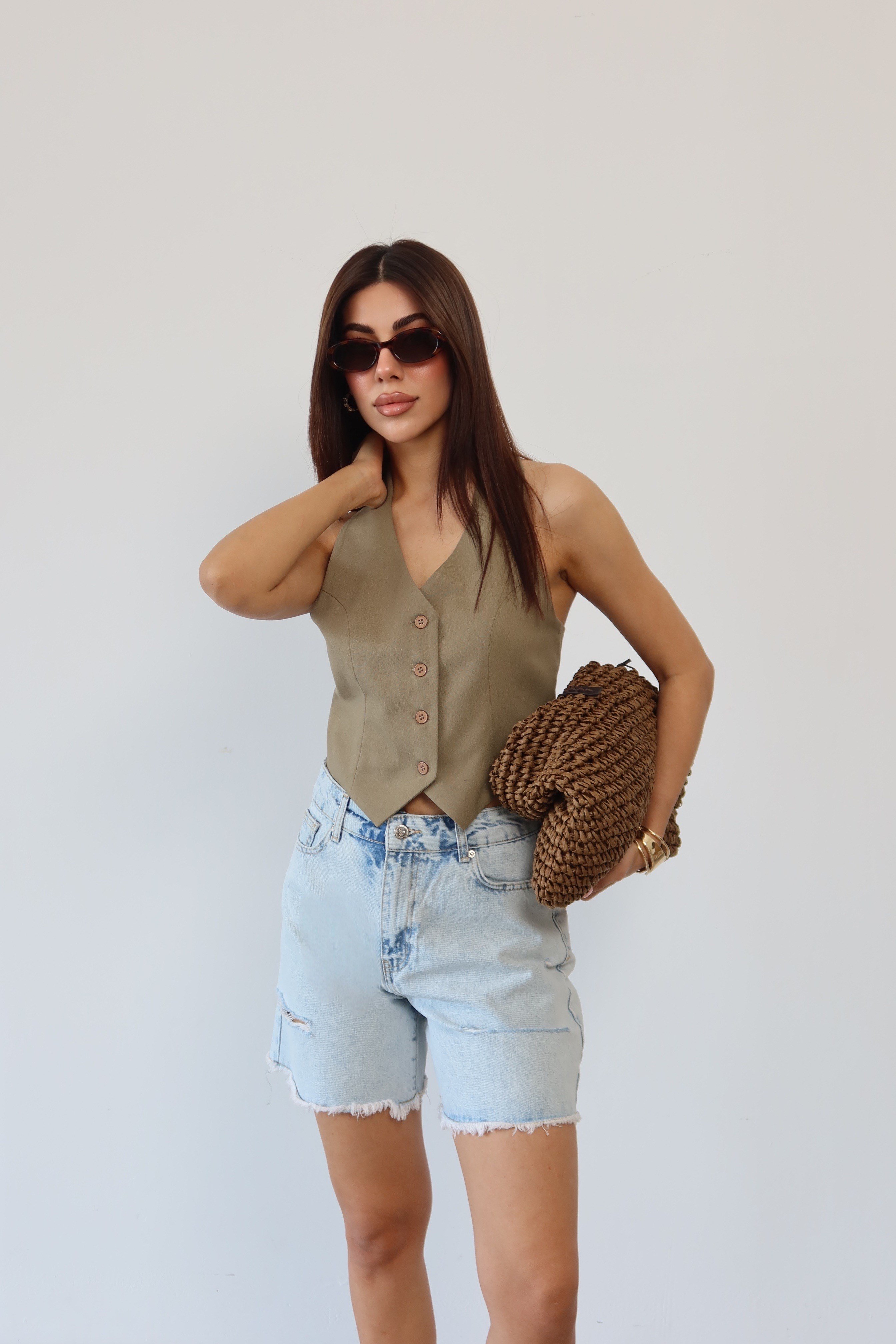 LACARINOKadın Püskül Detaylı Light Blue Jean Şort