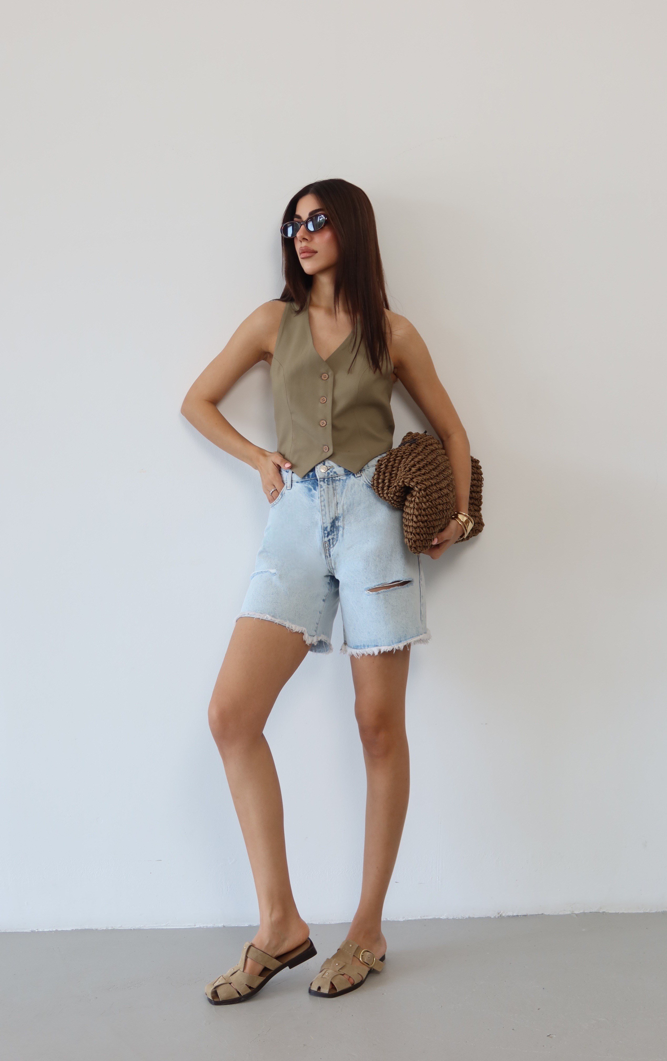 LACARINOKadın Püskül Detaylı Light Blue Jean Şort