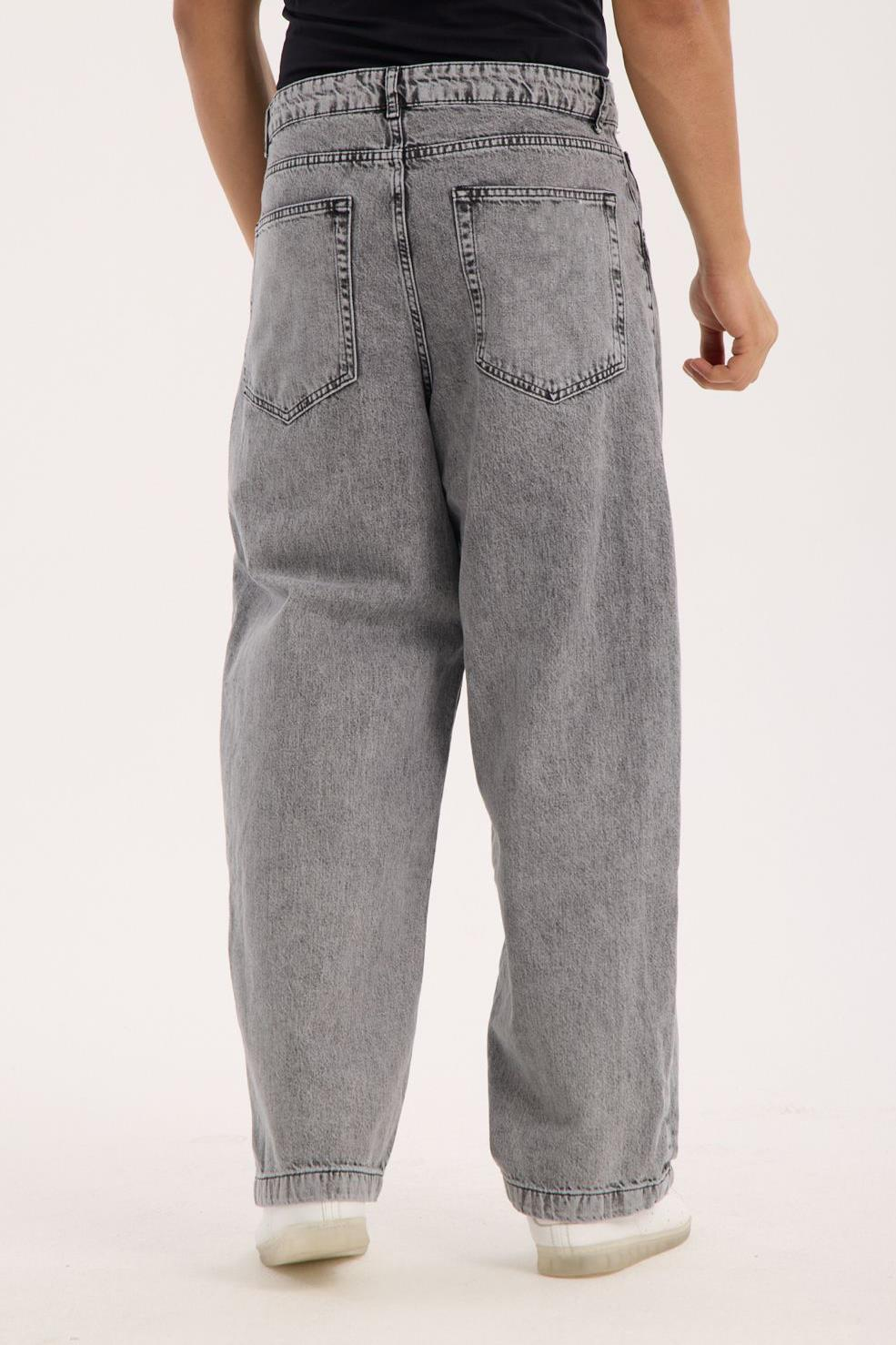 LACARINOErkek Super Baggy Kalıp Antrasit Jean Pantolon