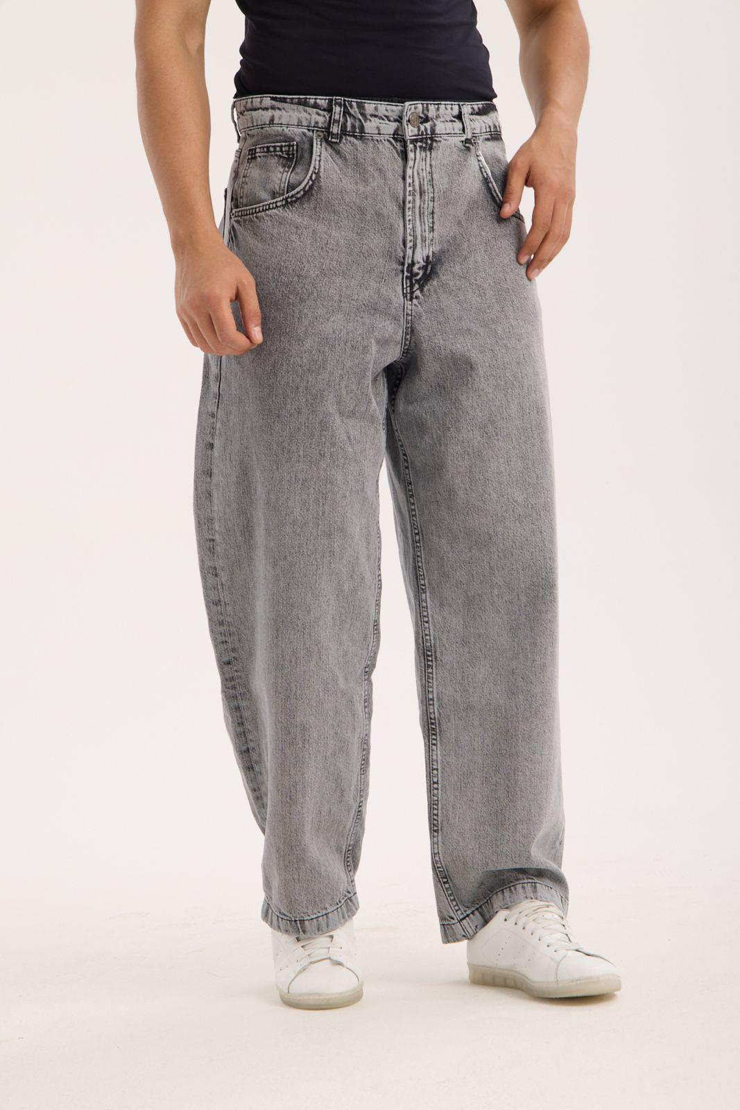 LACARINOErkek Super Baggy Kalıp Antrasit Jean Pantolon