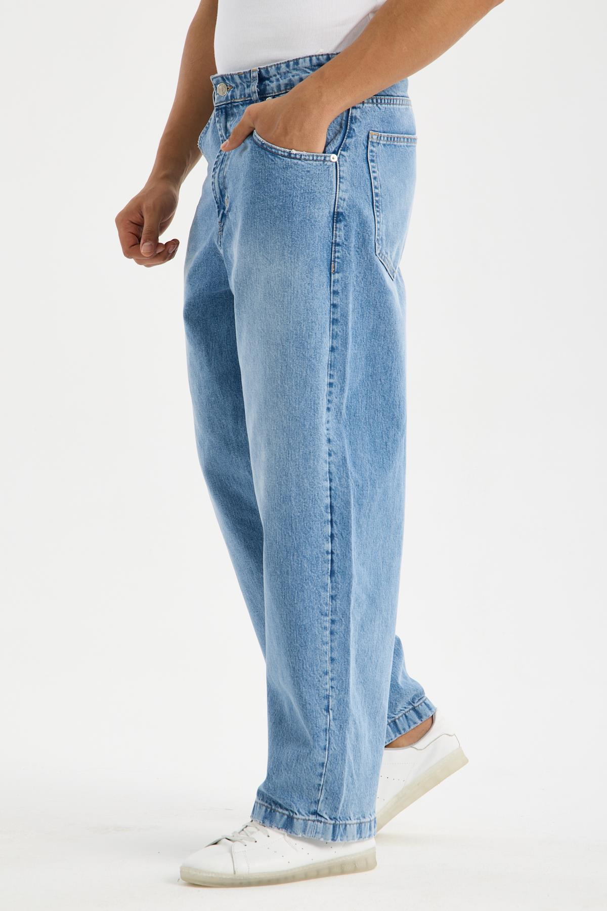 LACARINOErkek Super Baggy Kalıp Blue Jean Pantolon