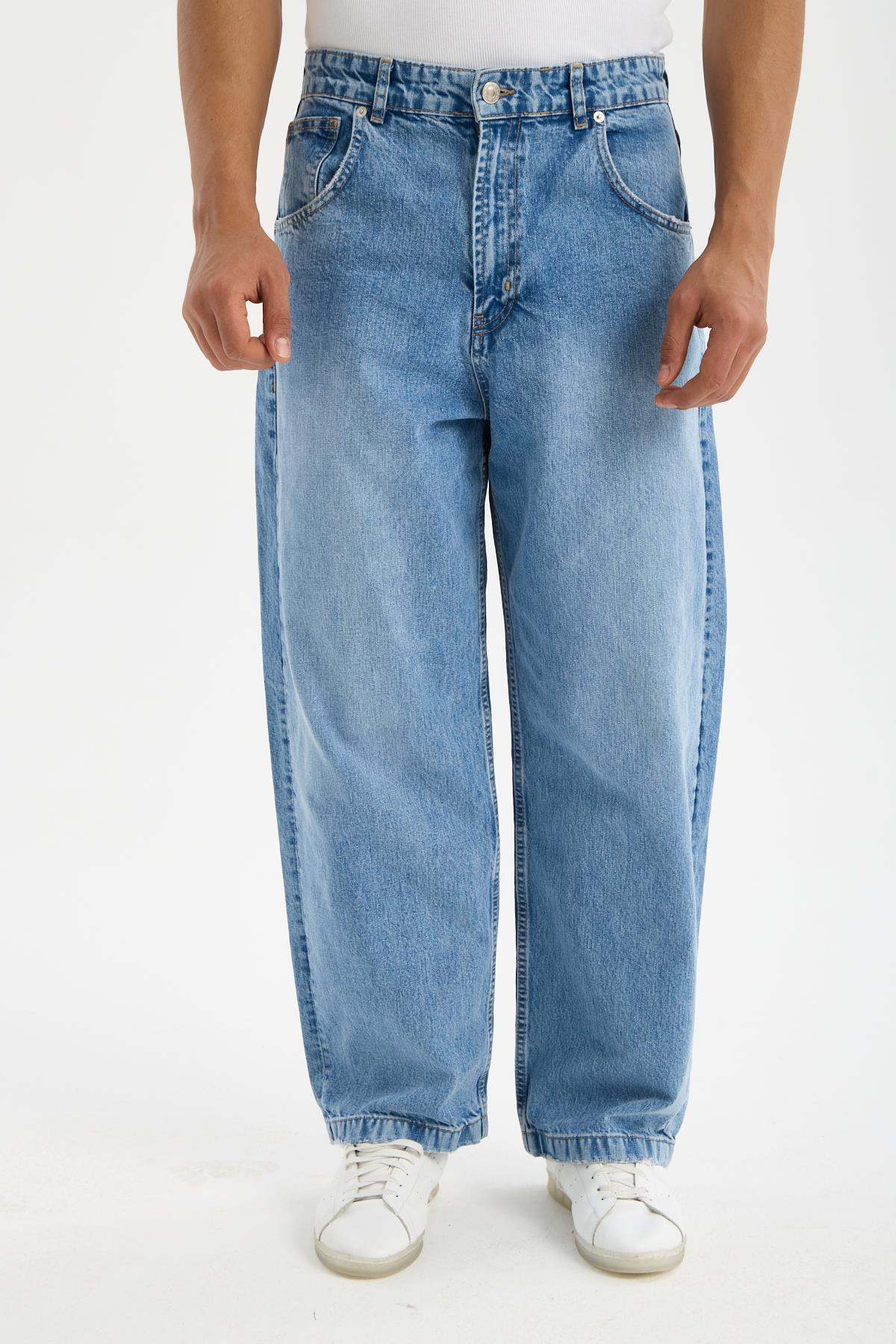 LACARINOErkek Super Baggy Kalıp Blue Jean Pantolon