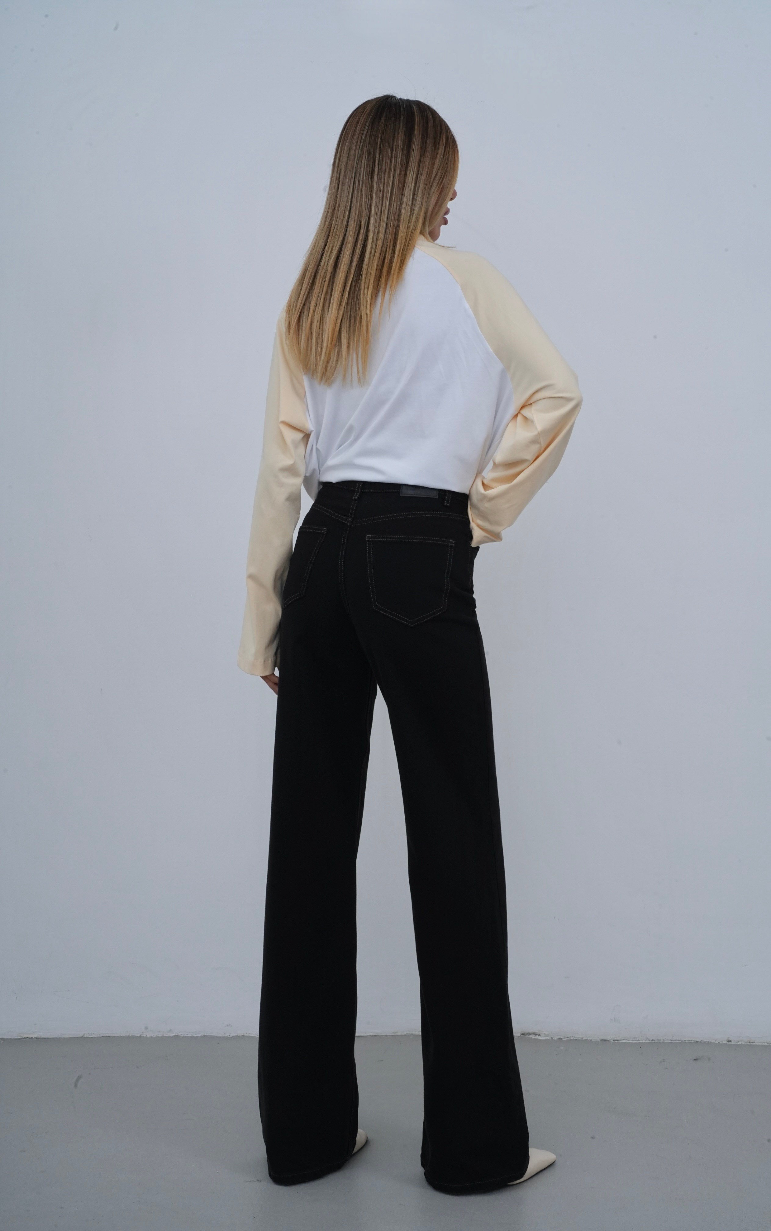 LACARINOYüksek Bel Bol Kesim Tütün İp Detaylı Black Black Jean Pantolon