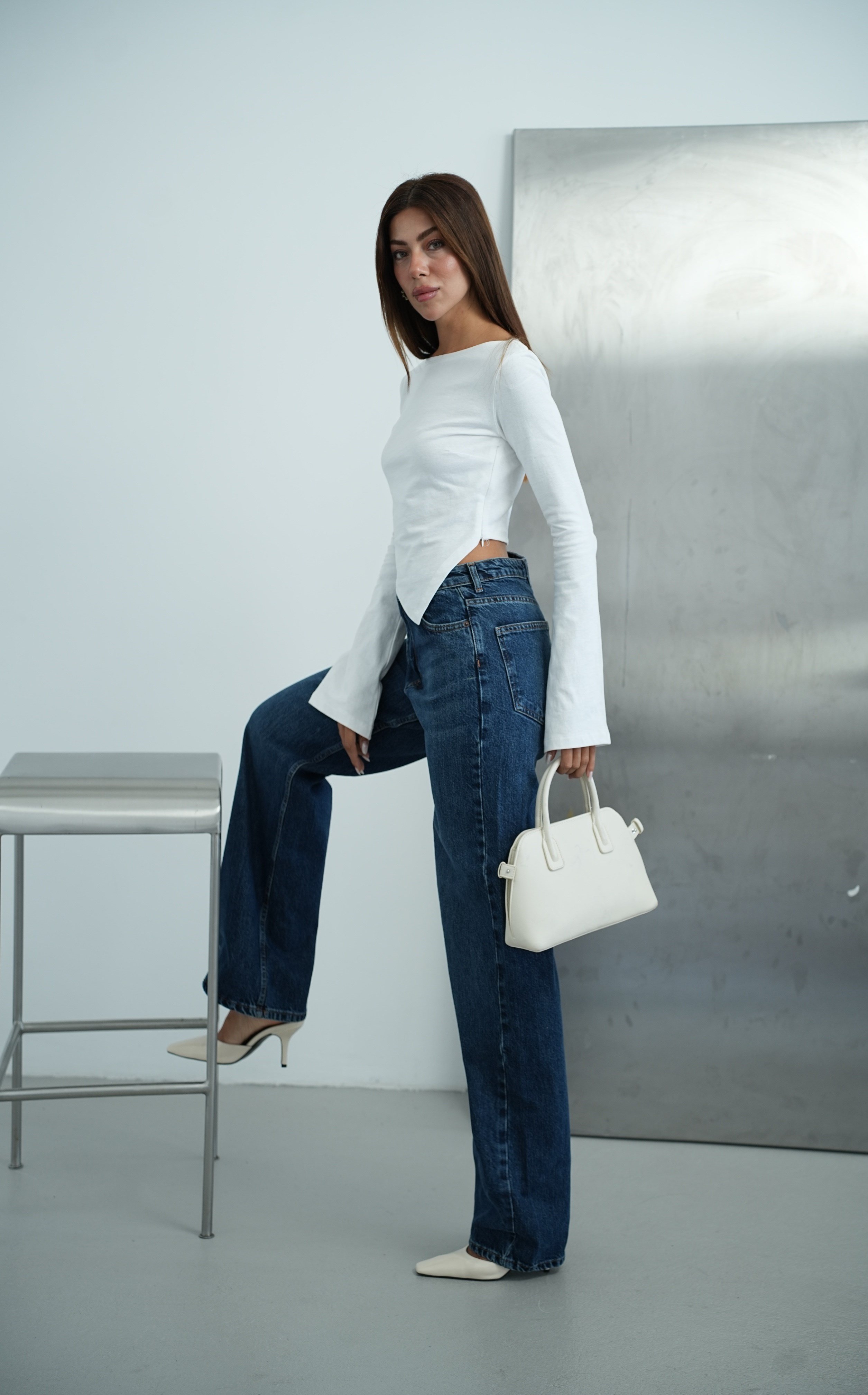 LACARINOGeniş Paça Wide leg Dark Blue Jean Pantolon