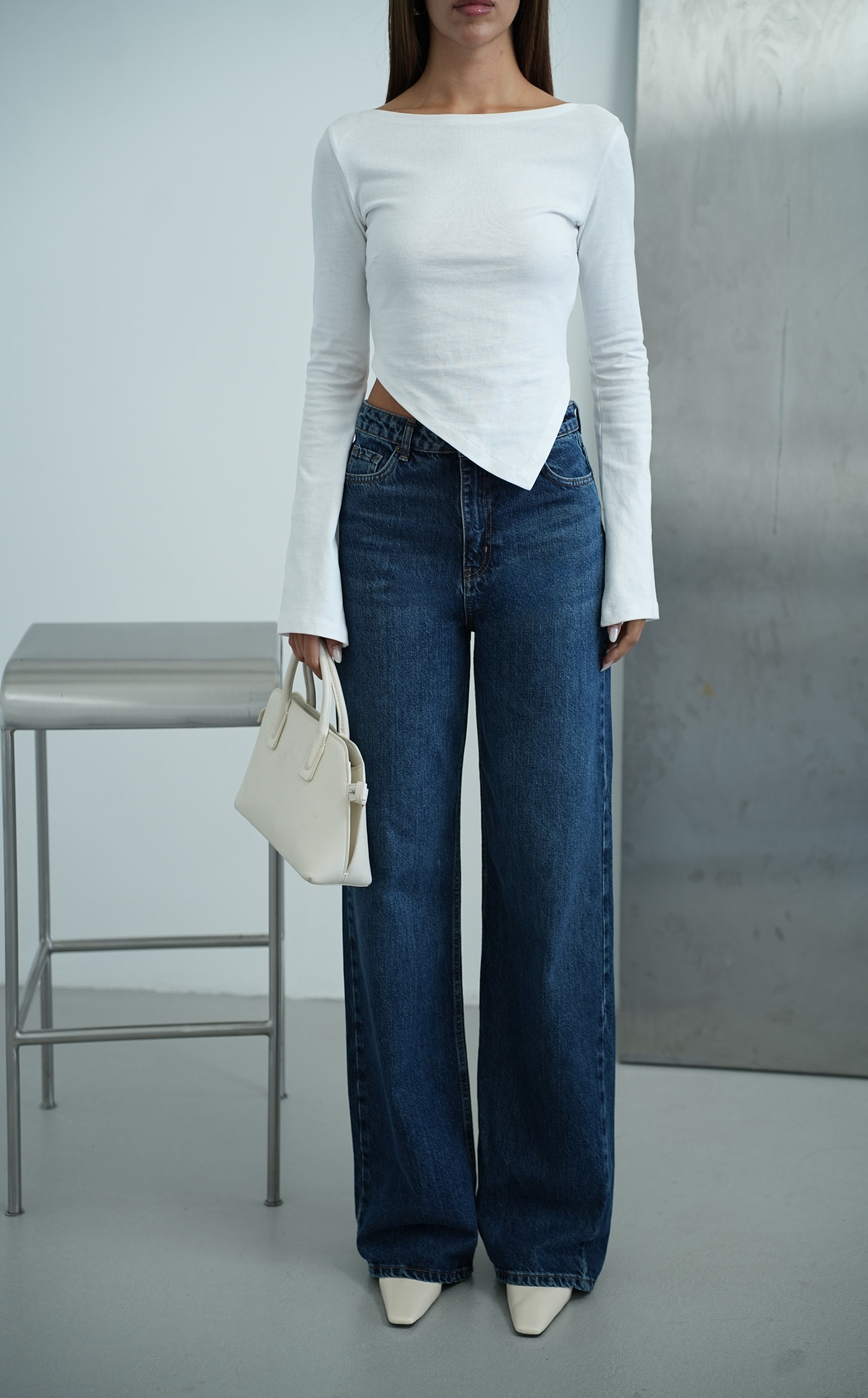 LACARINOGeniş Paça Wide leg Dark Blue Jean Pantolon