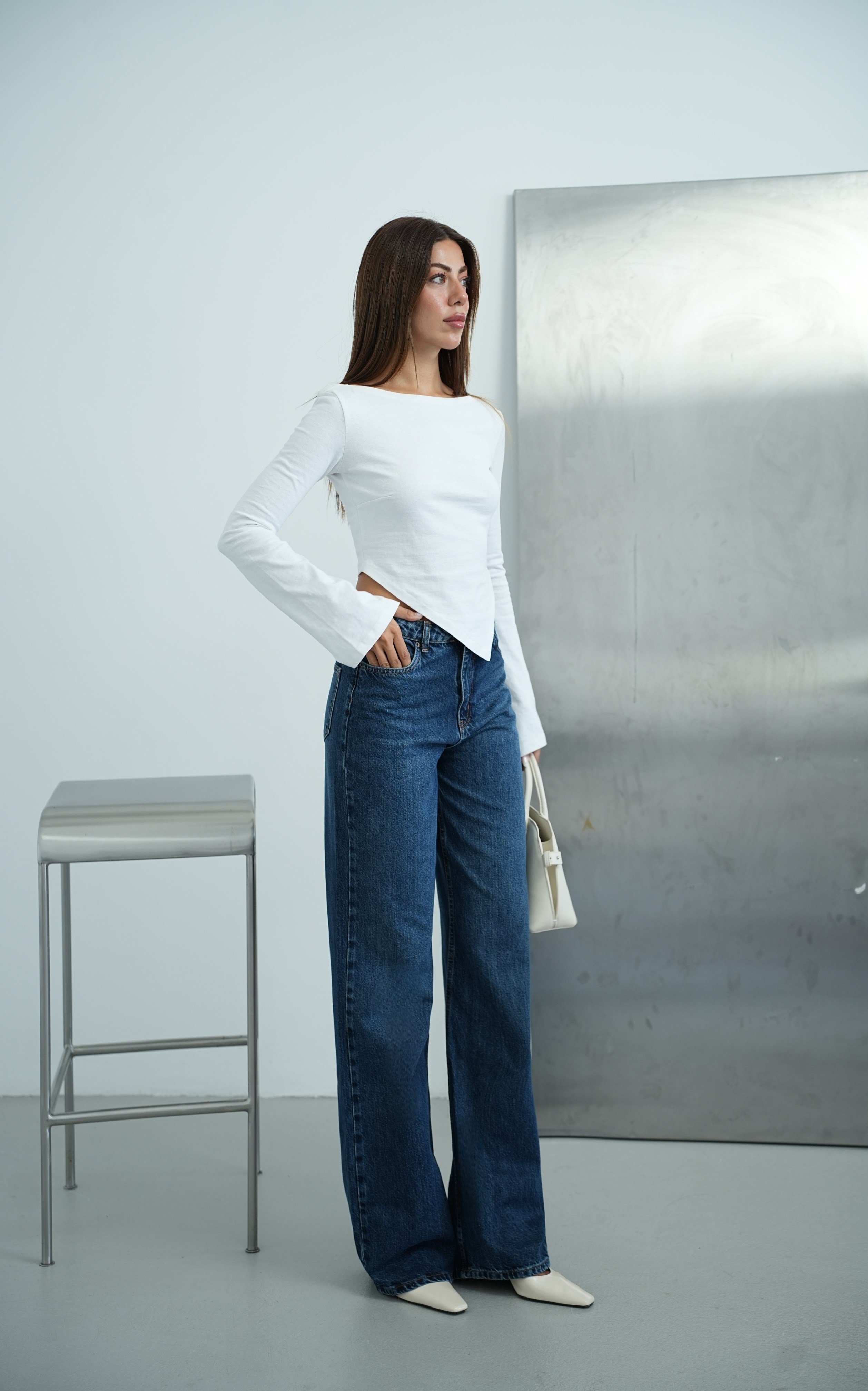 LACARINOGeniş Paça Wide leg Dark Blue Jean Pantolon