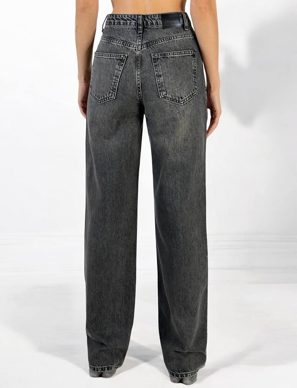 LACARINOKadın Yüksek Bel Bol Kesim Onyx Black Jean Pantolon