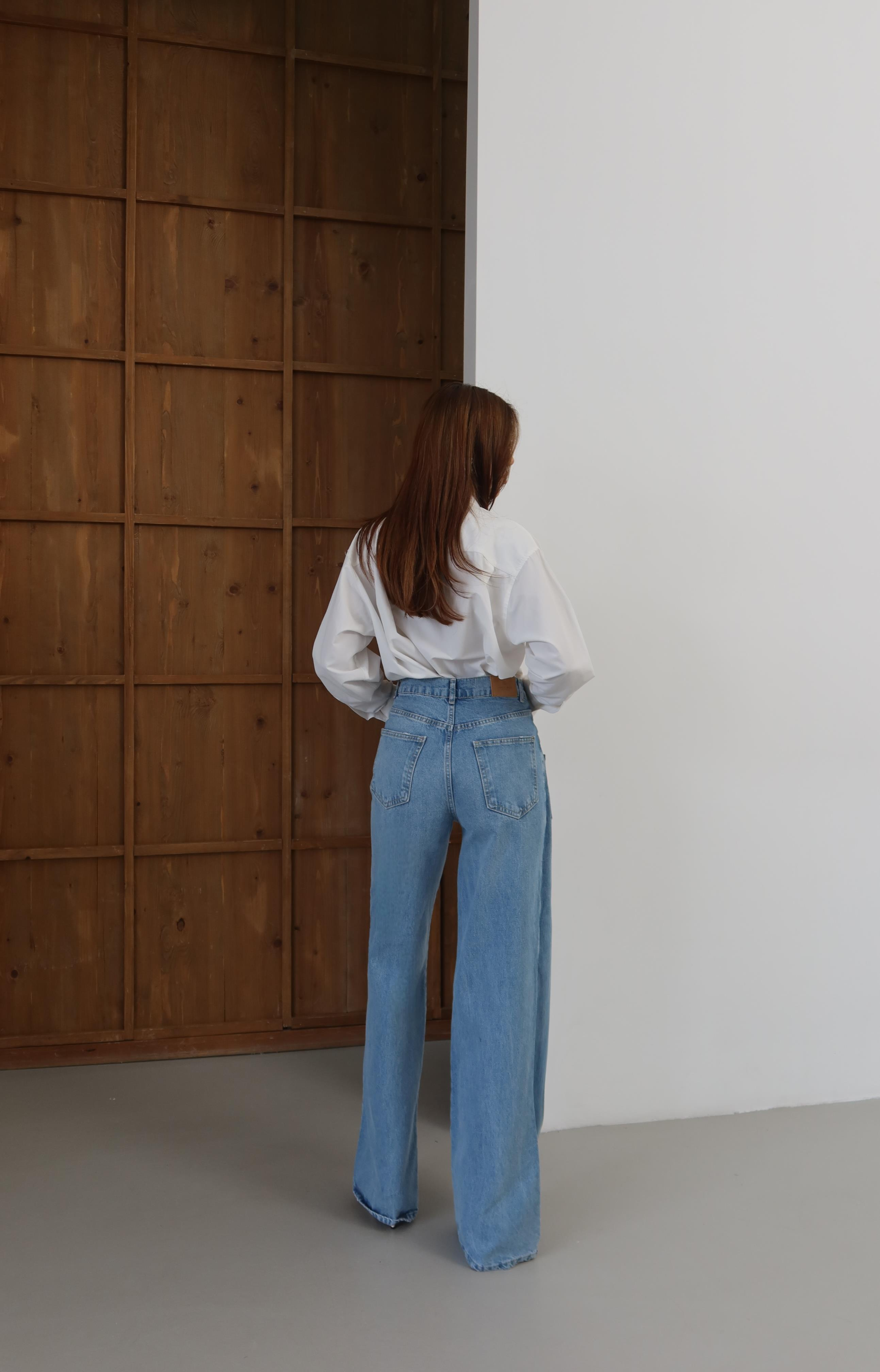 LACARINOYüksek Bel Ön Çapraz Kapama Detaylı Blue Jean Pantolon