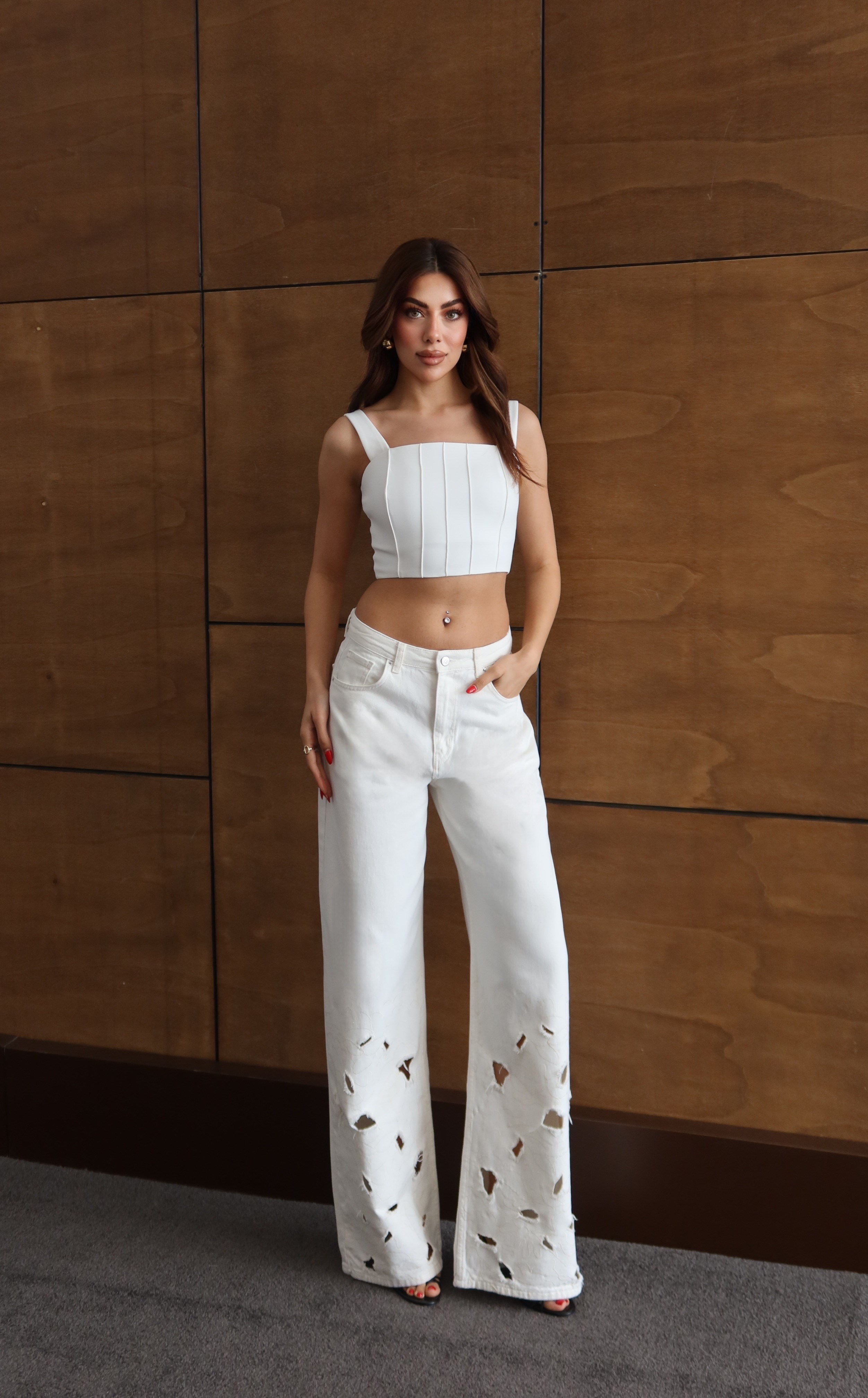LACARINOBTKM  34/40  EKRU  Nakışlı Pantolon