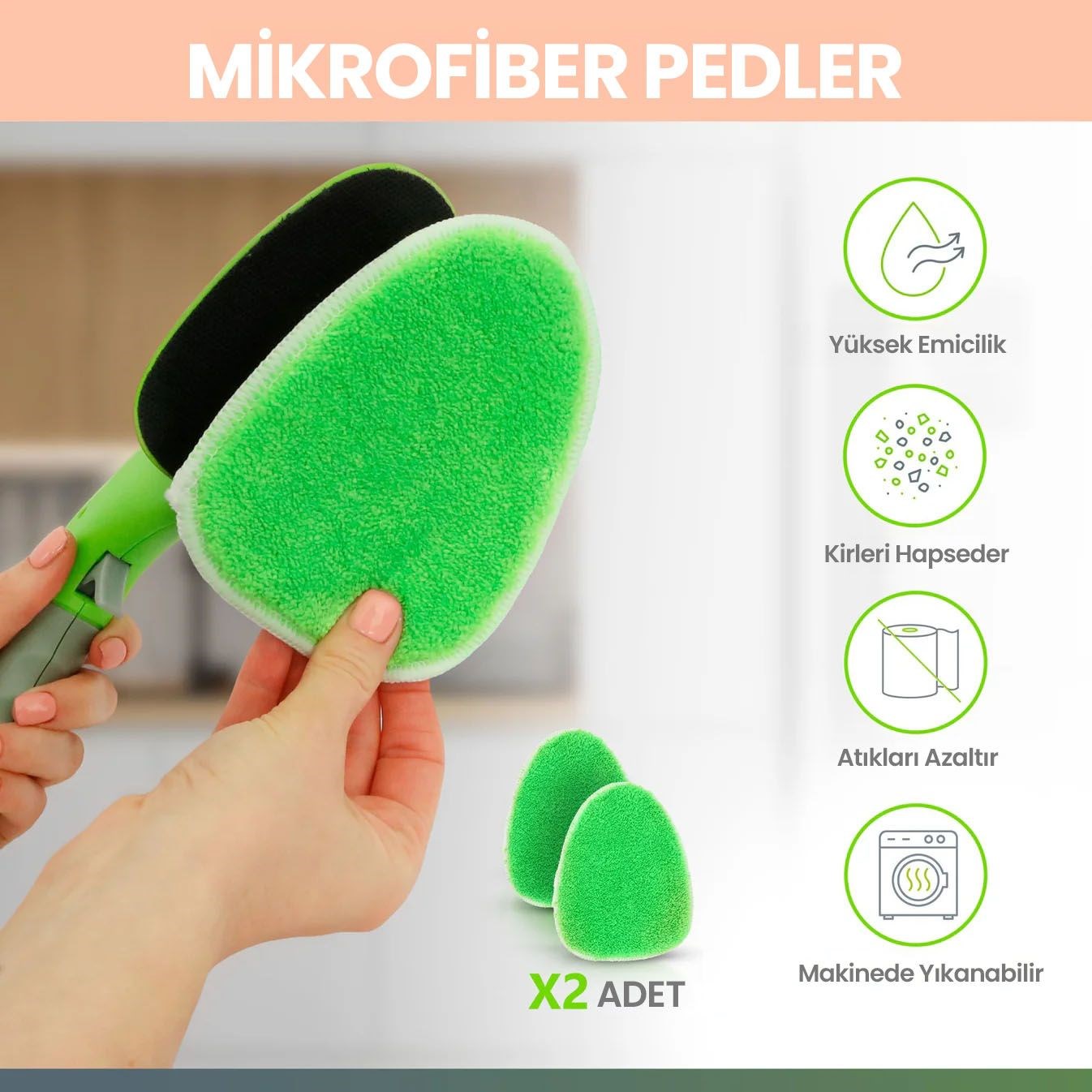 Nest Zest El Mopu  Mikrofiber Yedek Bezi- 2'li