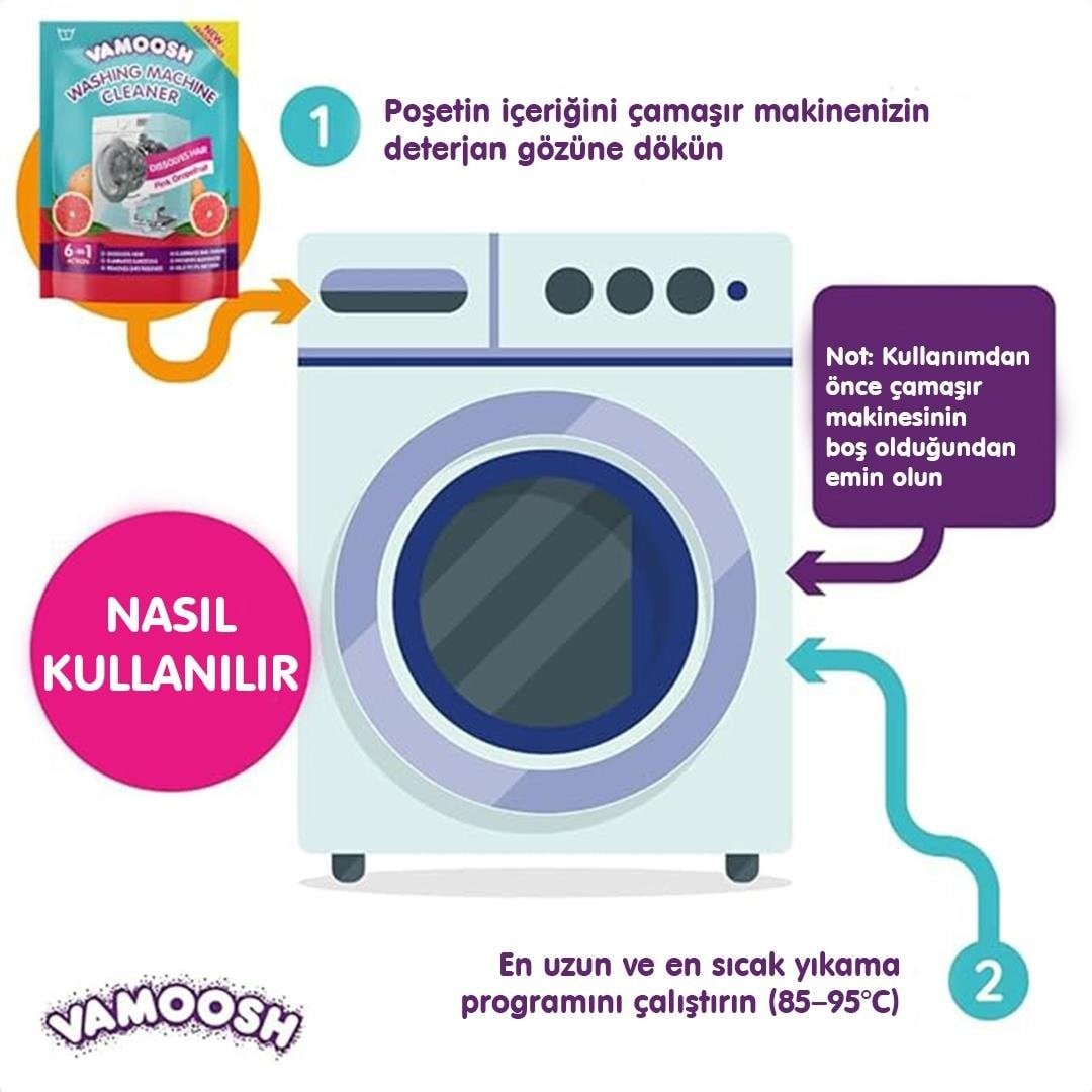 Vamoosh Çamaşır Makinesi Temizleyici – Greyfurt- 3lu Set