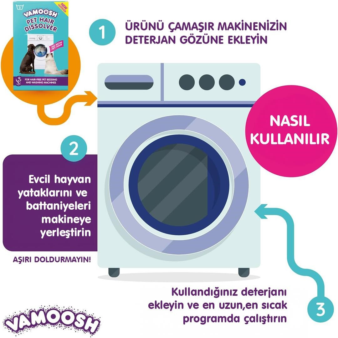 Vamoosh Evcil Hayvan Tüyü Temizleyici Toz Deterjan 3lu- 5li Paket Seti