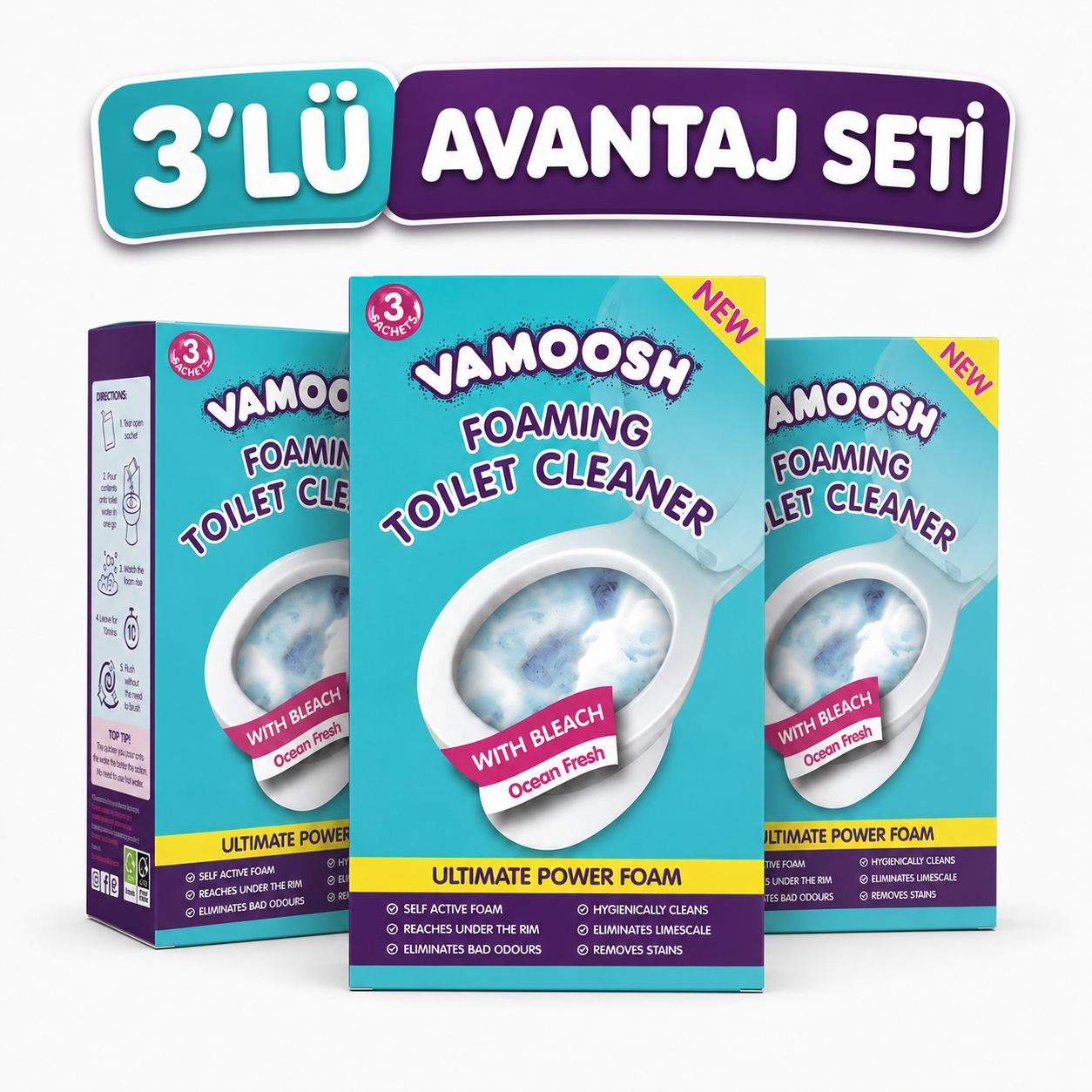 Vamoosh Köpüren Tuvalet Temizleyici - 3lü-3 Paket 