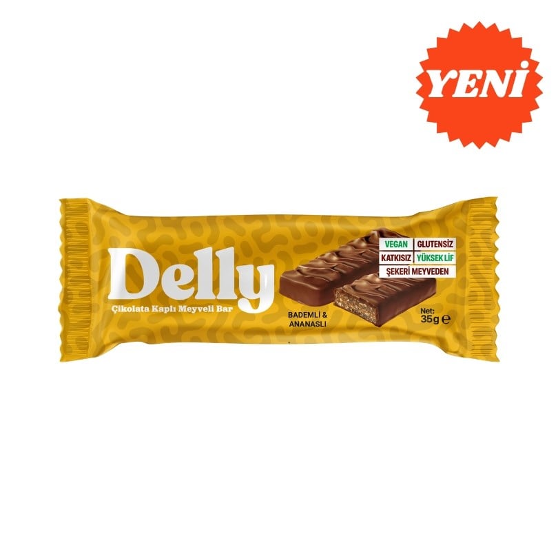 ÇİKOLATA KAPLI BADEMLİ & ANANASLI MEYVELİ BAR