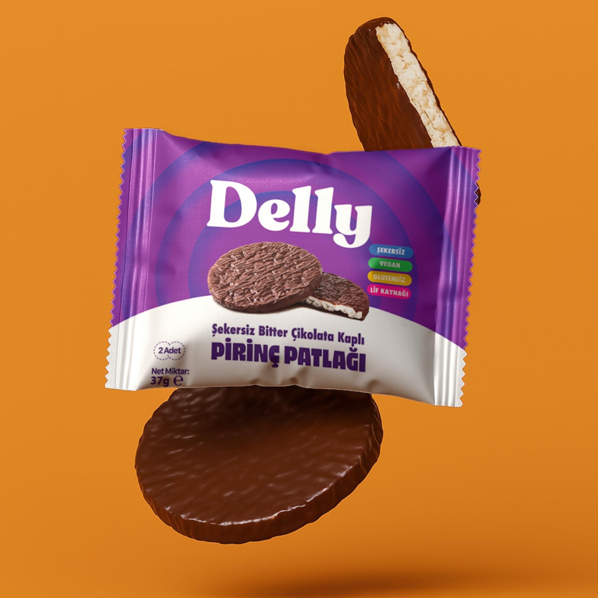 Şekersiz Bitter Çikolata Kaplı Pirinç Patlağı  12 Adet X 37 g